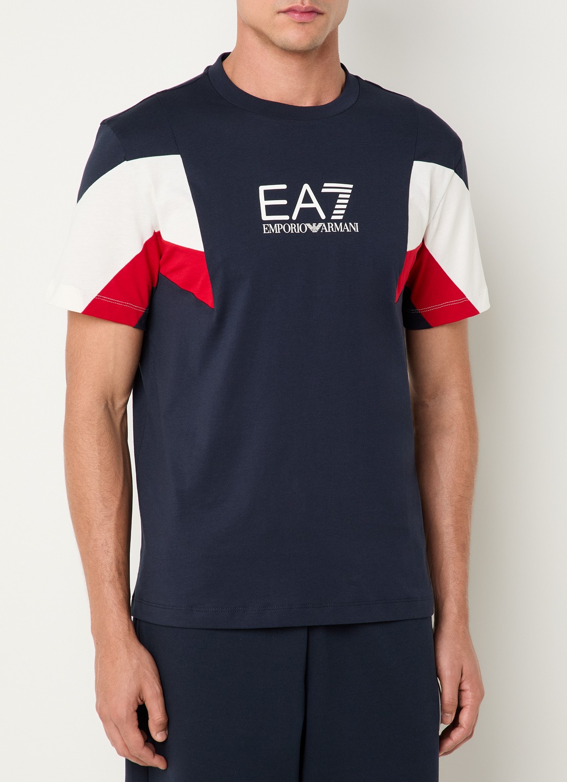 Armani T-shirt met logoprint - detail donkerblauw