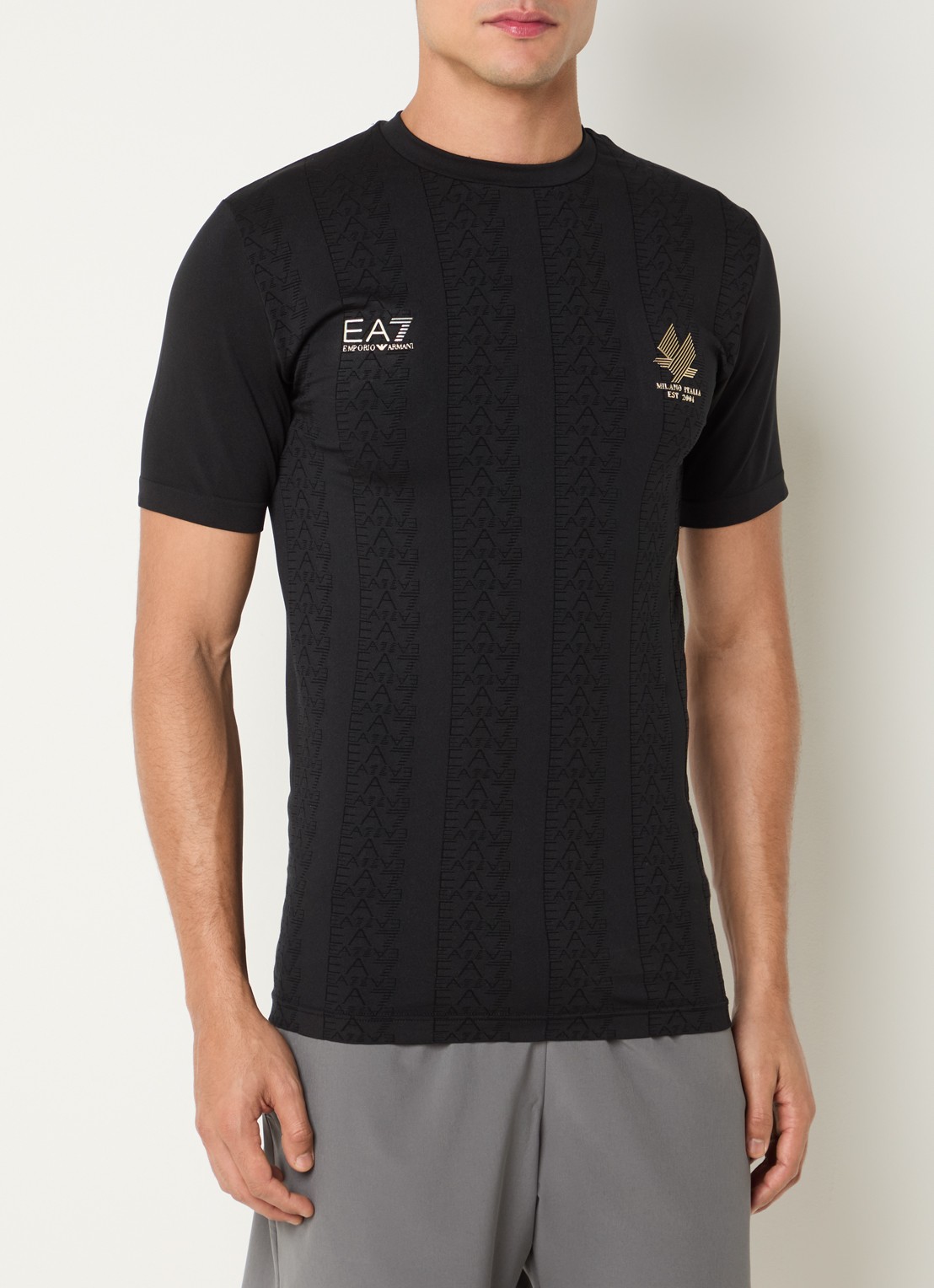 Armani T-shirt met logoprint - detail zwart