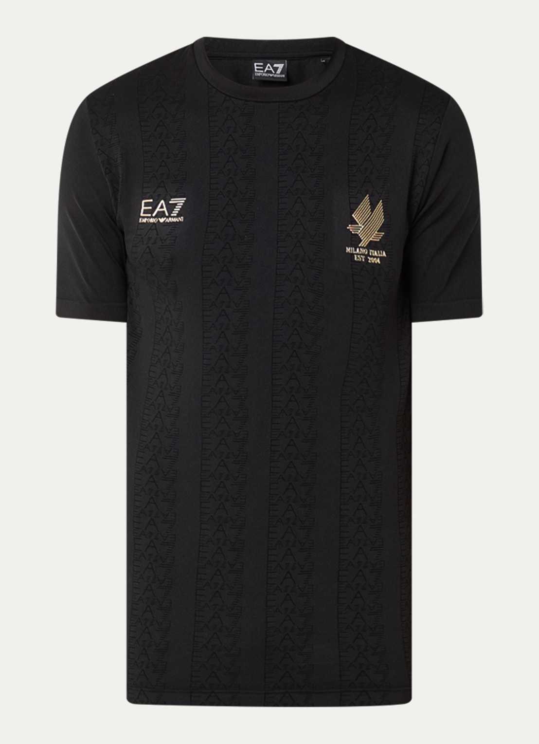 Armani T-shirt met logoprint - voorkant 3 zwart