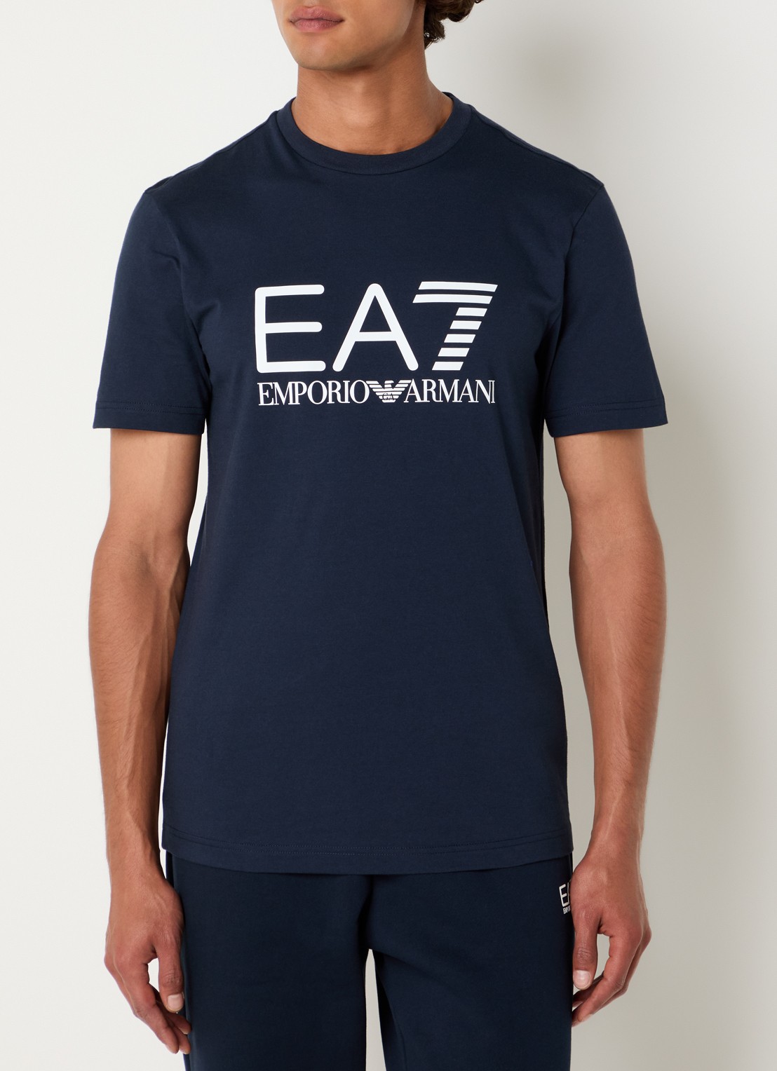 Armani T-shirt met logoprint - detail donkerblauw
