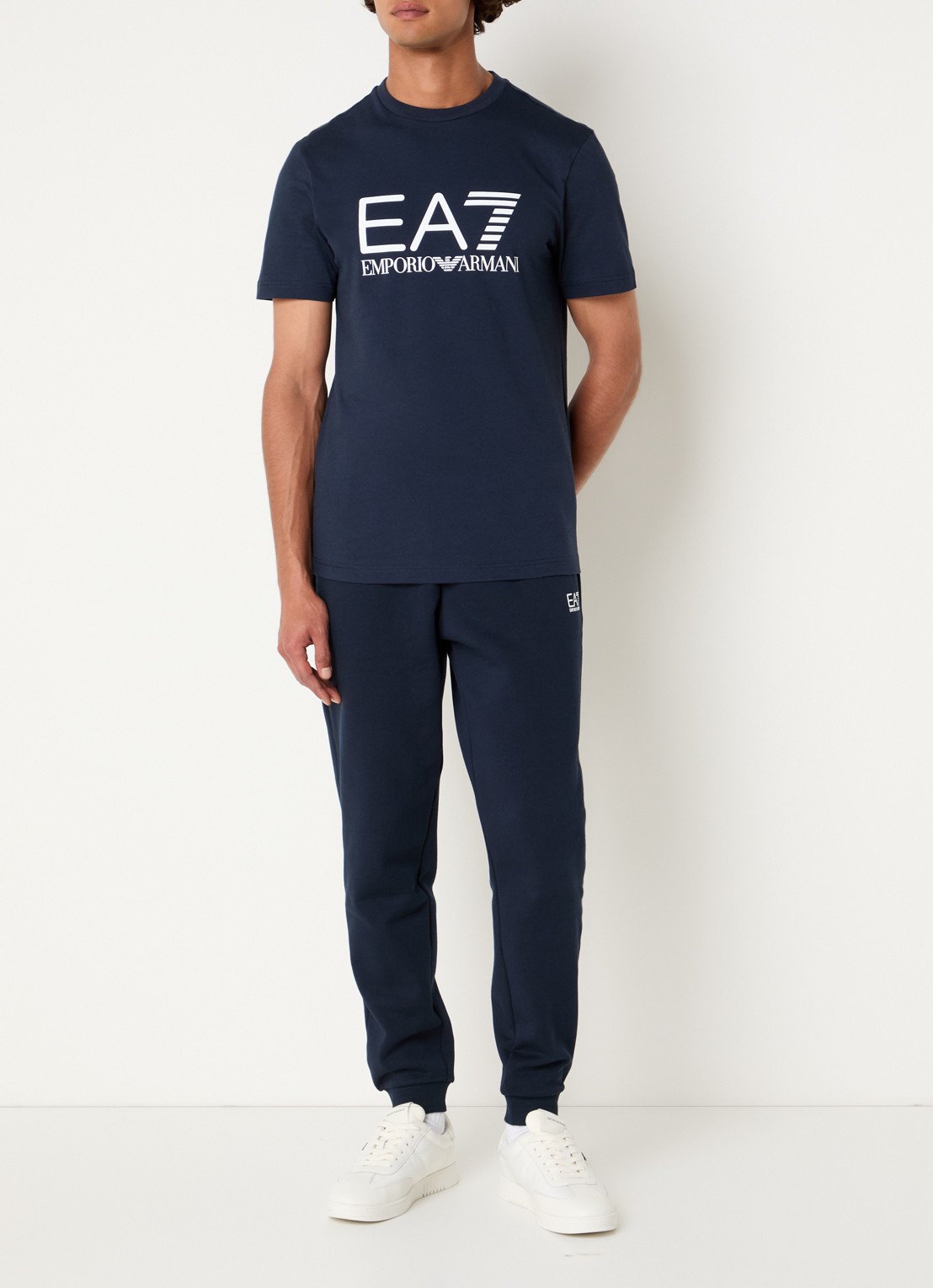 Armani T-shirt met logoprint - voorkant 3 donkerblauw