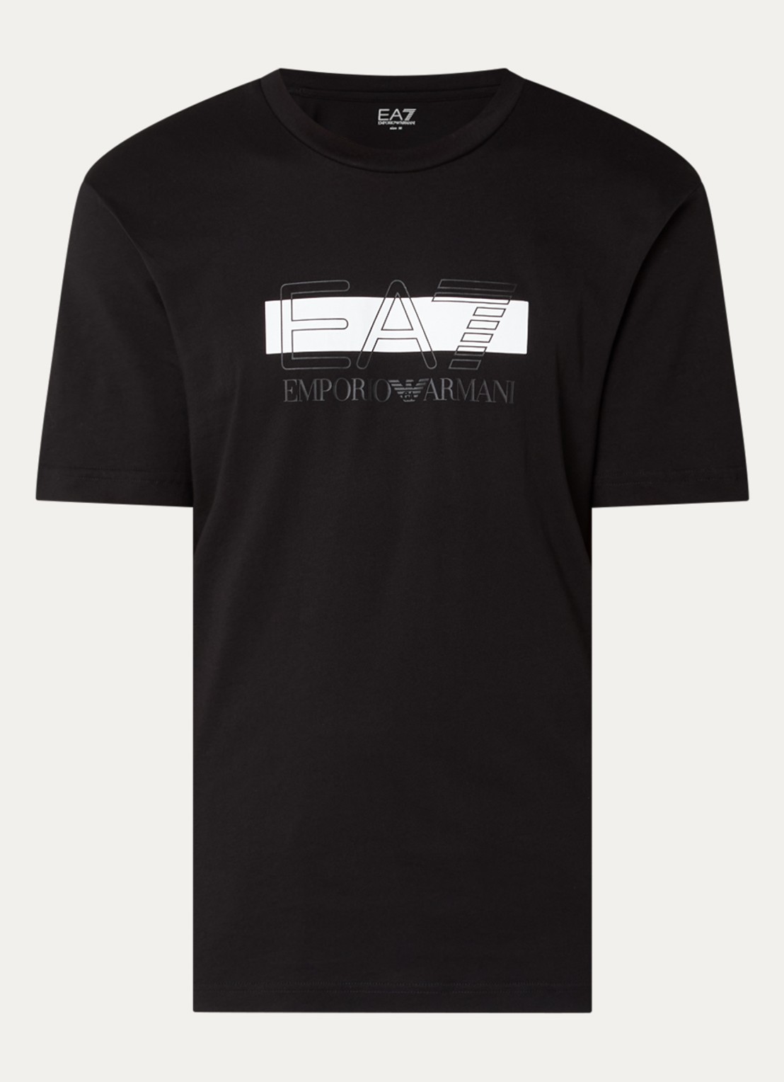 Armani T-shirt met logoprint - voorkant 3 zwart