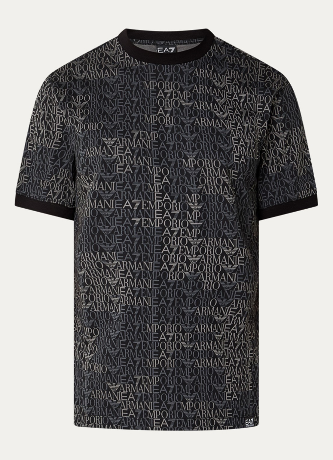 Armani T-shirt met logoprint - voorkant 2 zwart
