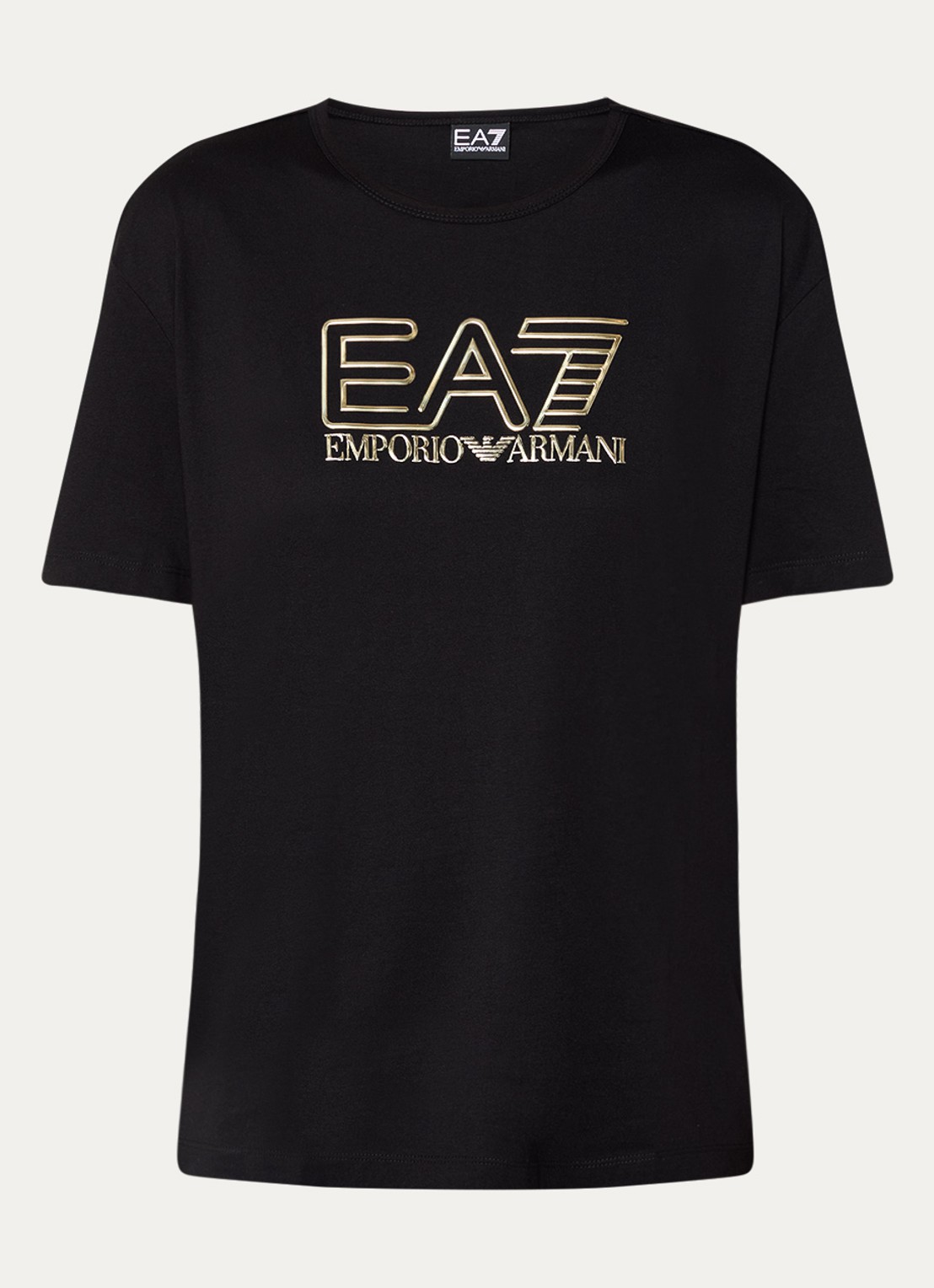 Armani T-shirt met logoprint - voorkant 2 zwart