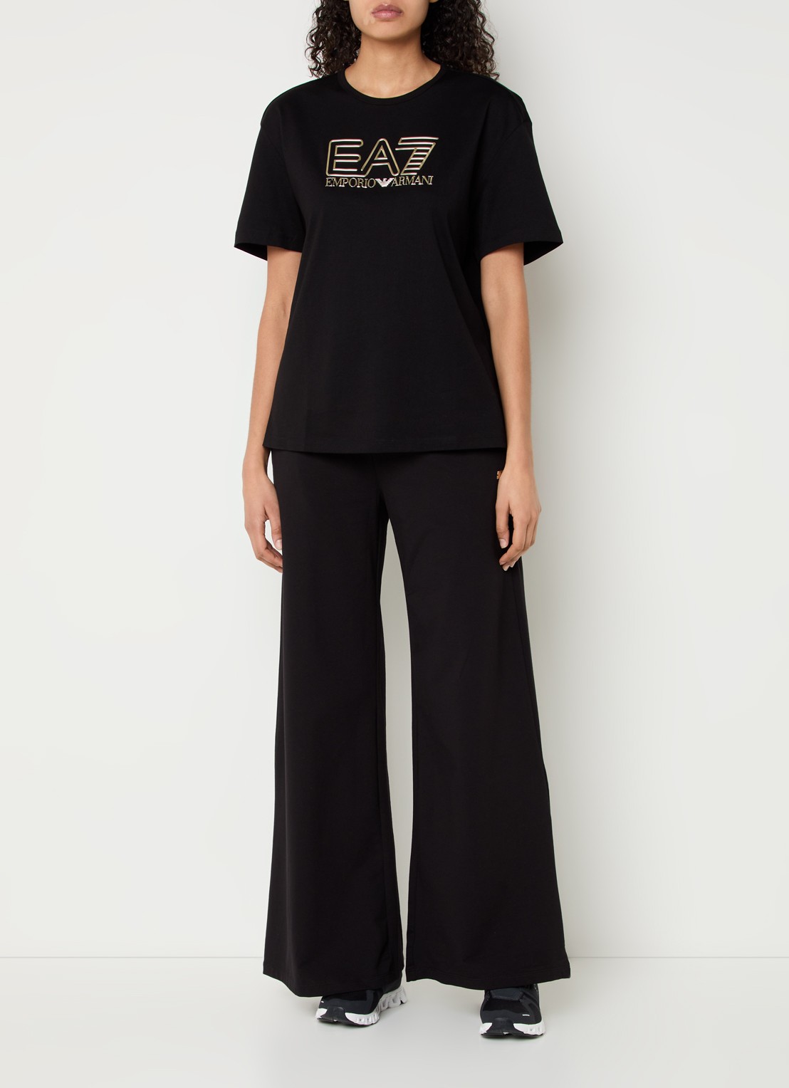 Armani T-shirt met logoprint - voorkant 3 zwart