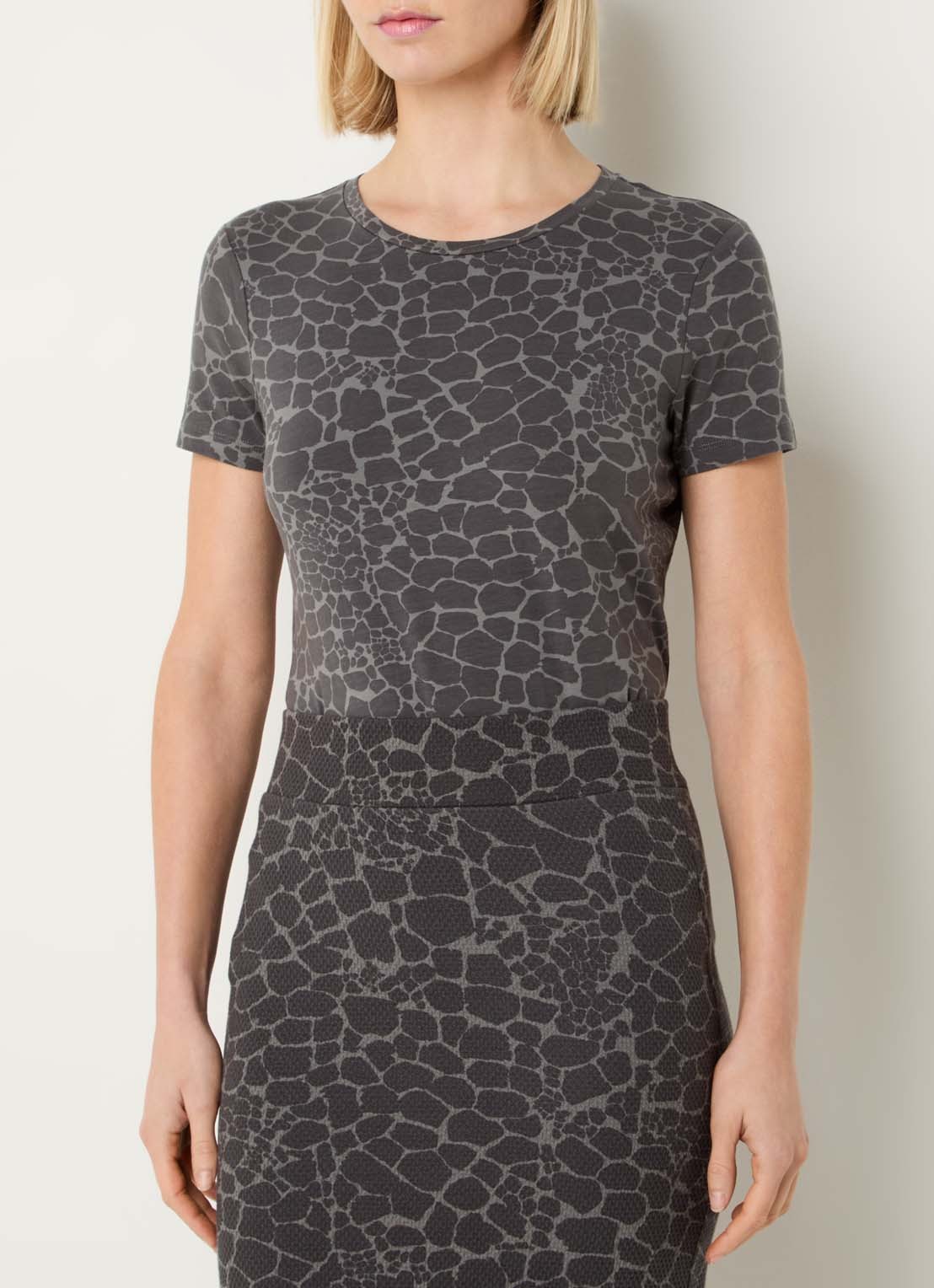 Armani T-shirt met logoprint - detail middengrijs