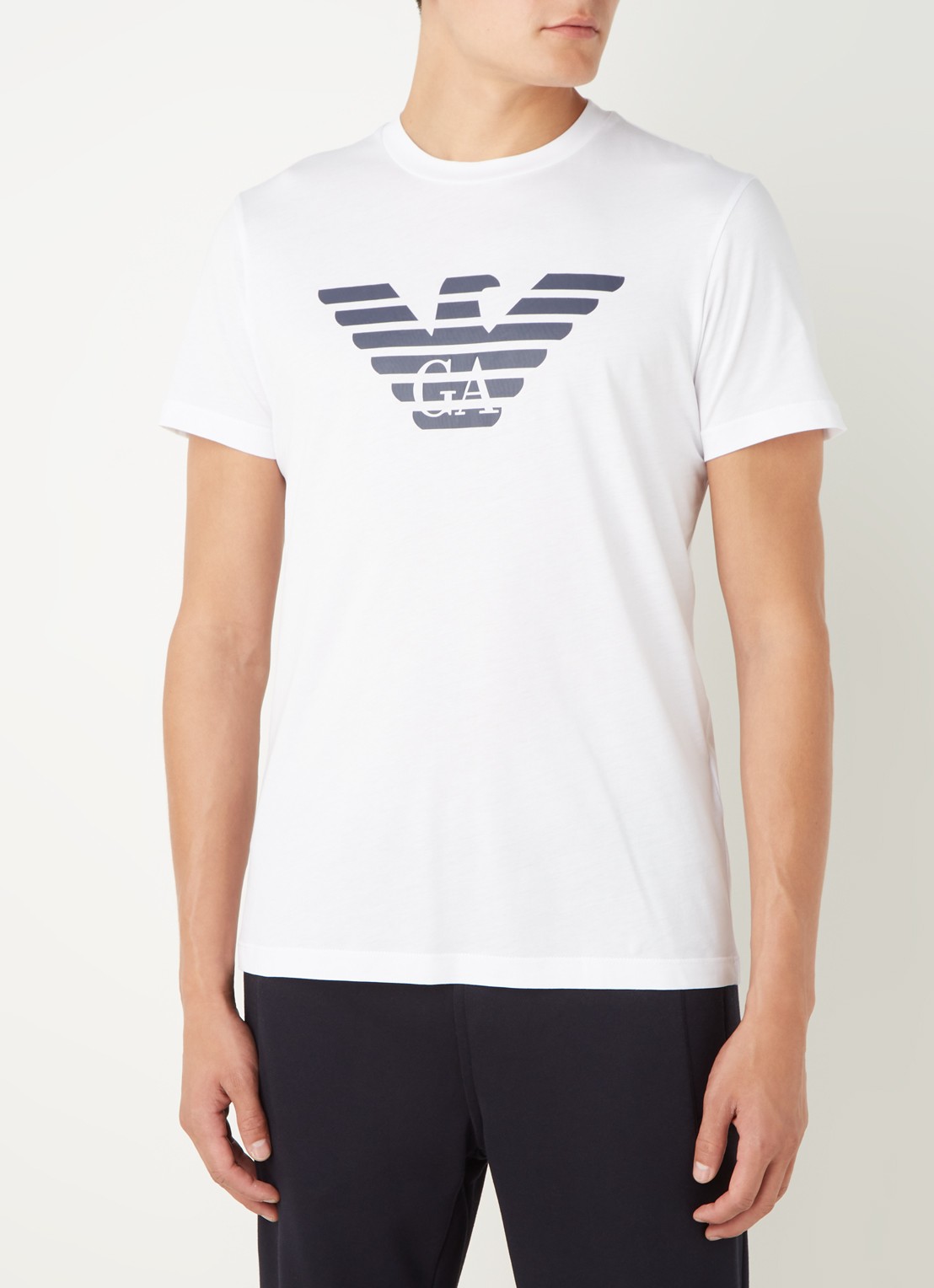 Armani T-shirt met logoprint - detail 3 gebroken wit