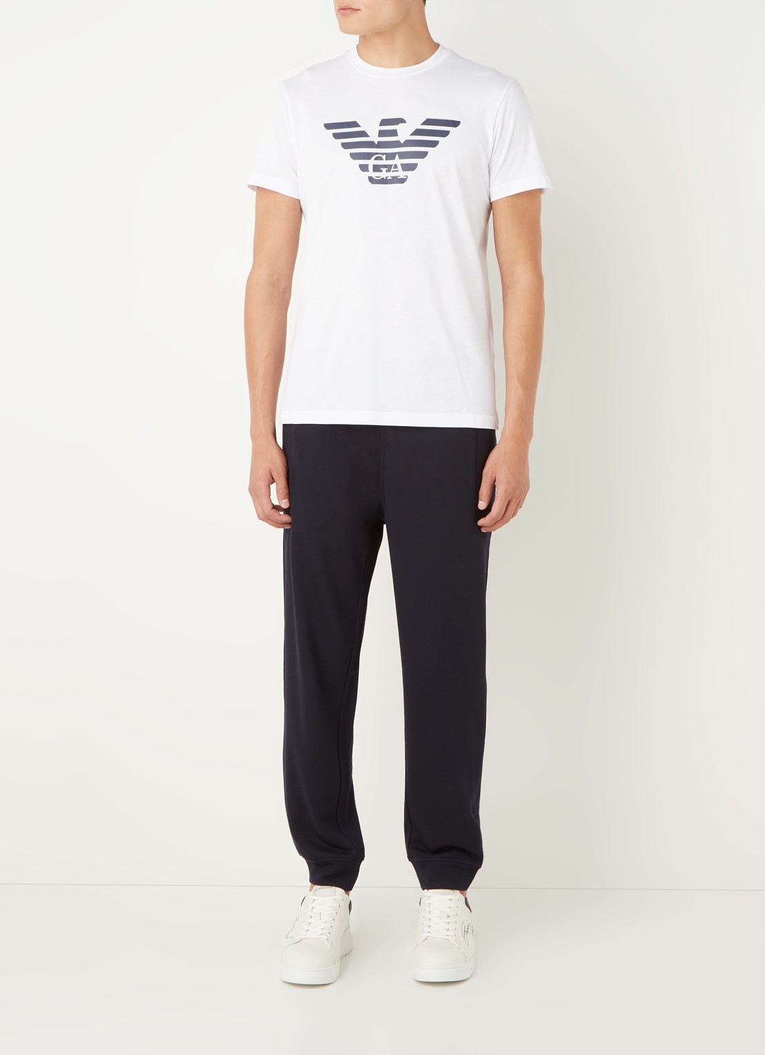 Armani T-shirt met logoprint - voorkant 2 gebroken wit