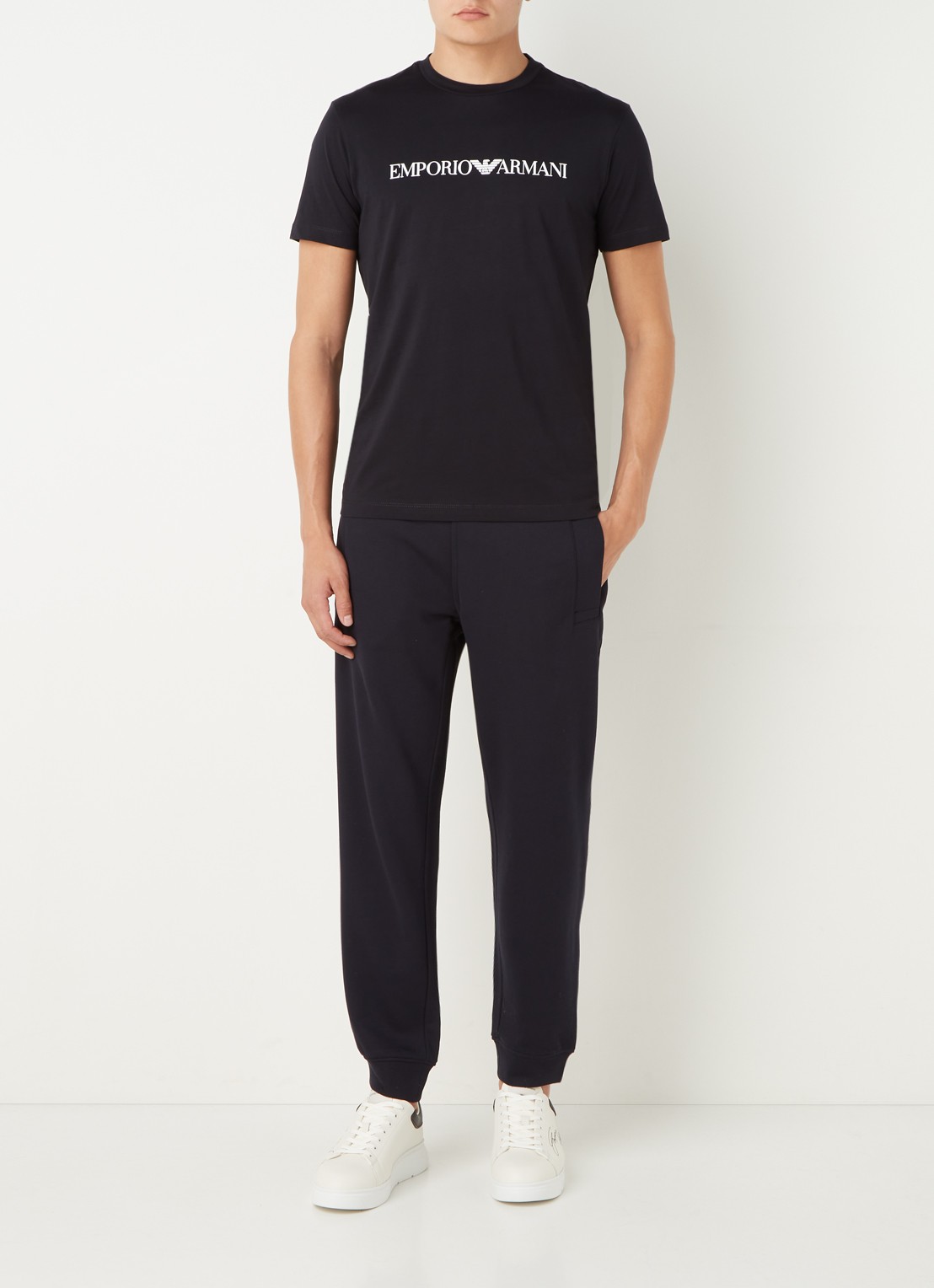 Armani T-shirt met logoprint - voorkant 4 donkerblauw