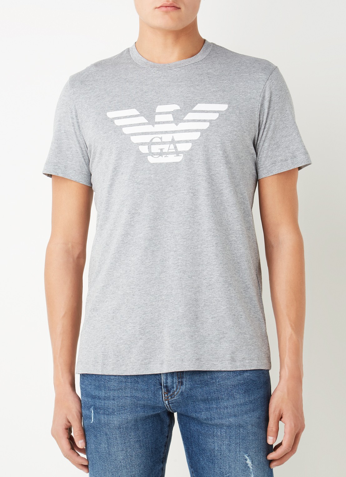 Armani T-shirt met logoprint - detail grijsmele