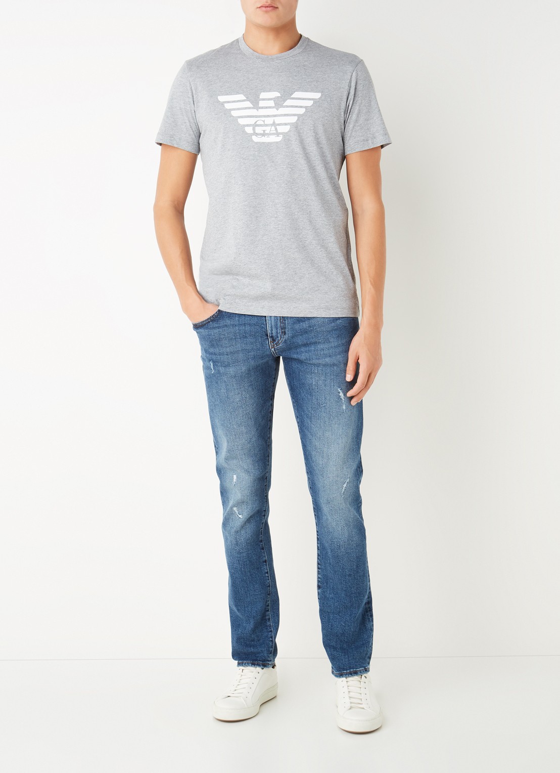 Armani T-shirt met logoprint - voorkant 4 grijsmele