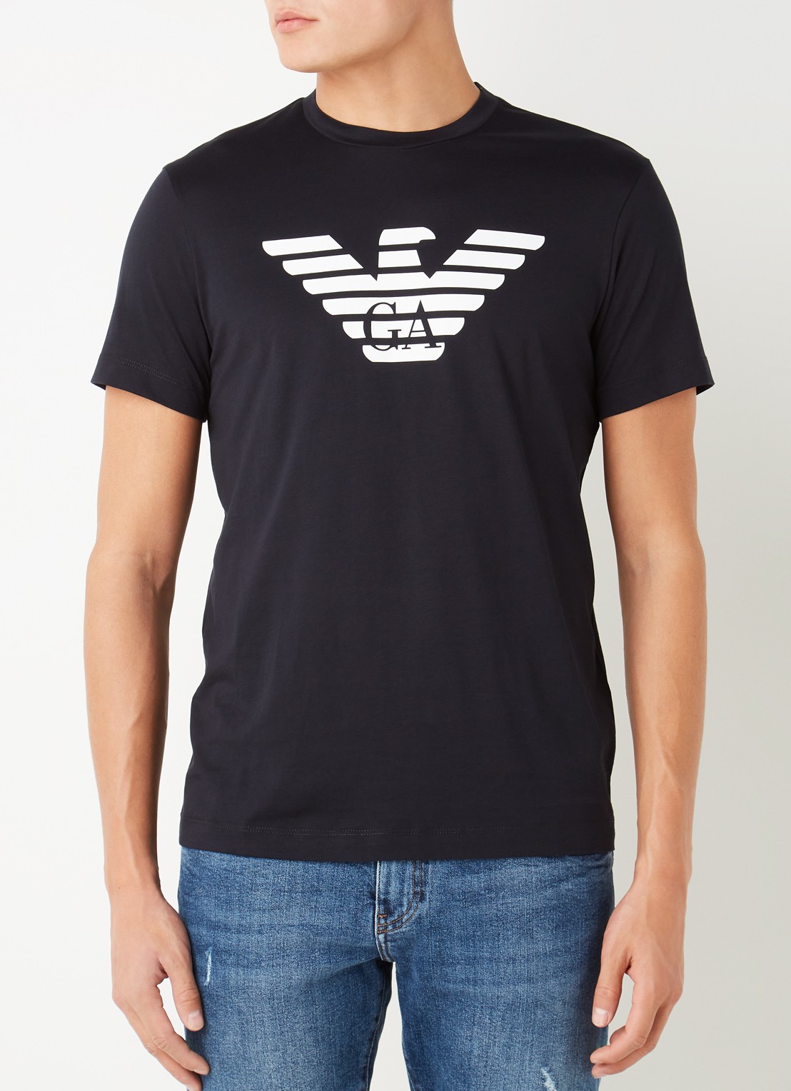 Armani T-shirt met logoprint - detail diepzwart