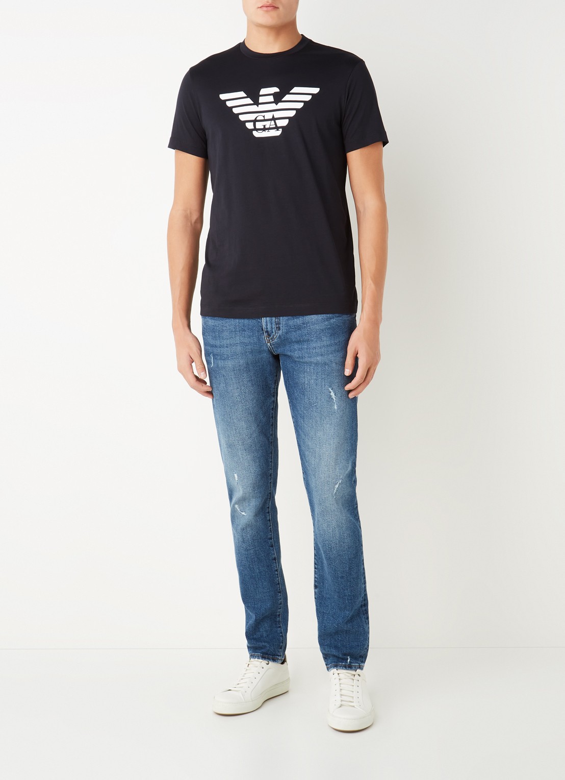 Armani T-shirt met logoprint - voorkant 4 diepzwart