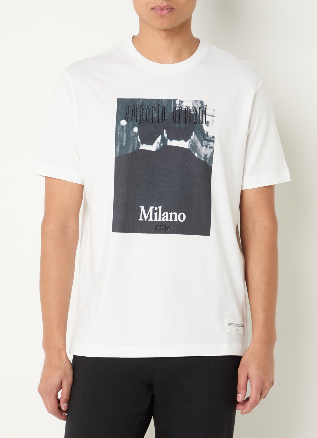 Armani T-shirt met logoprint - detail 3 wit