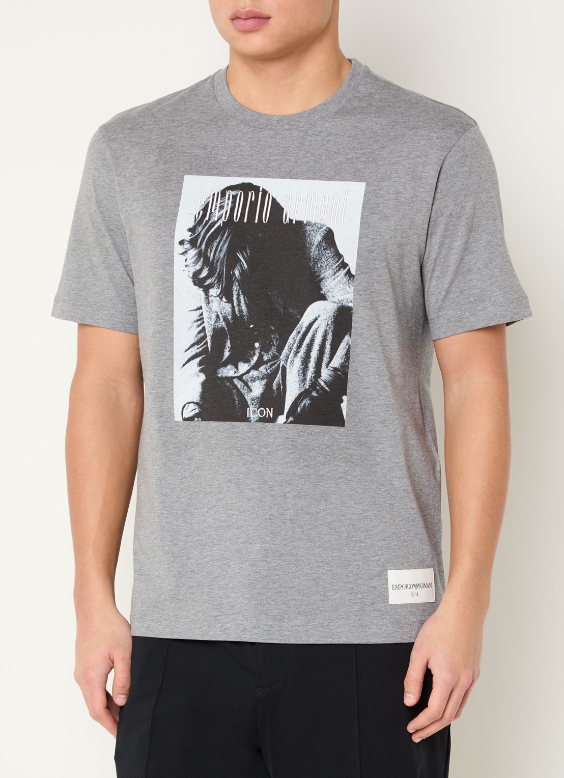 Armani T-shirt met logoprint - detail 4 grijsmele