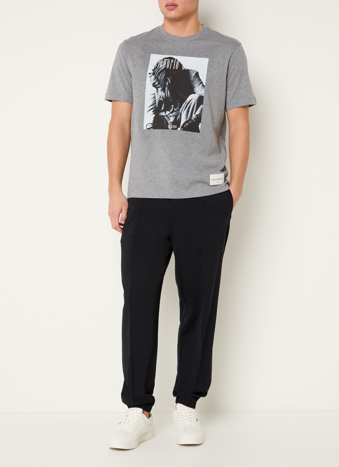 Armani T-shirt met logoprint - voorkant 2 grijsmele