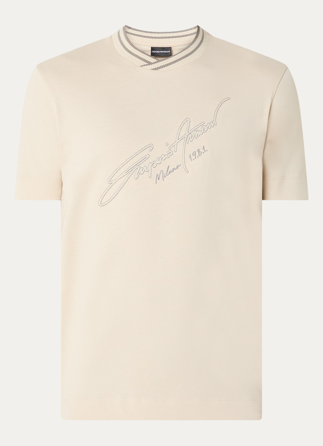 Armani T-shirt met logoprint - voorkant 2 beige