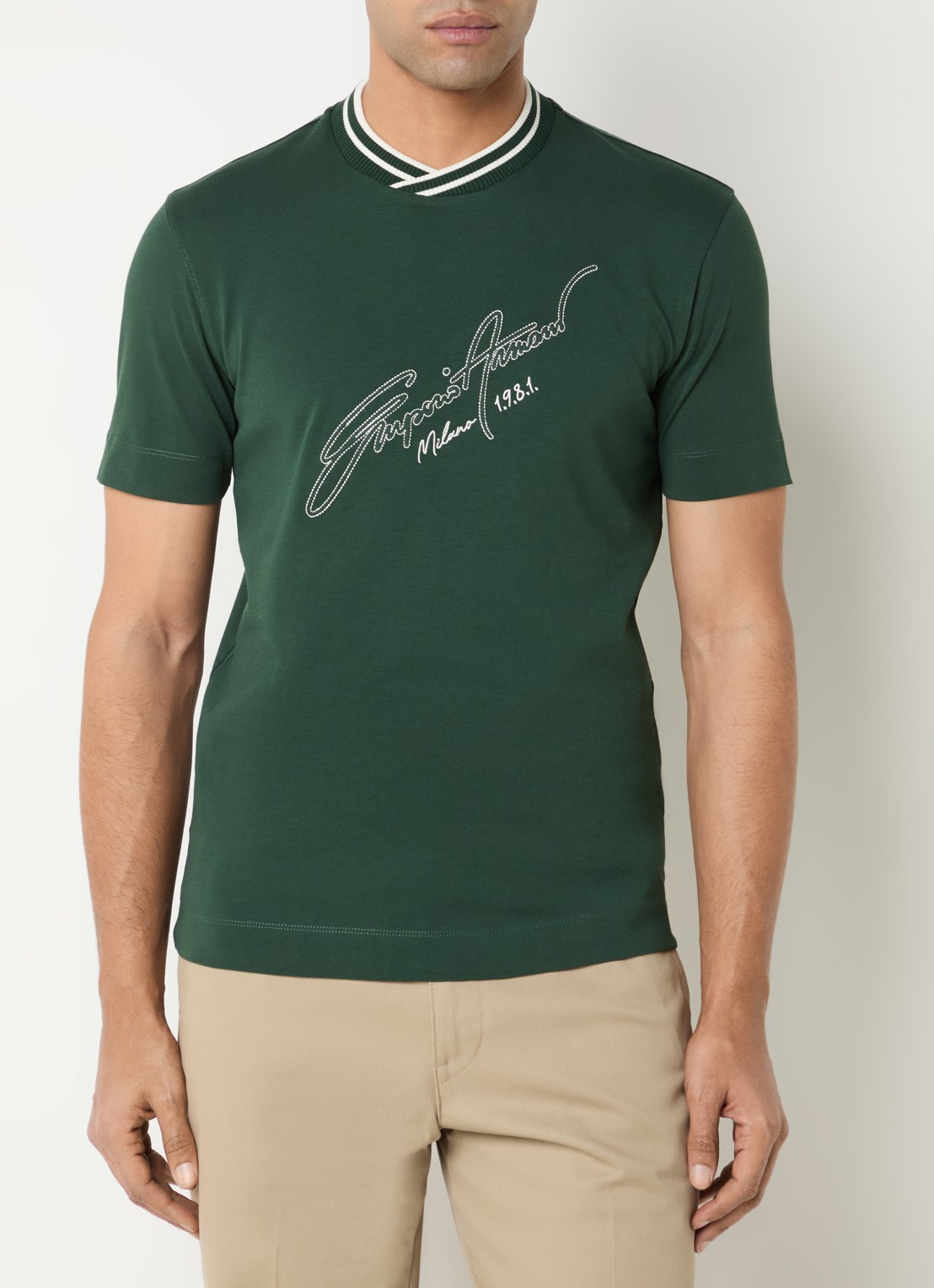 Armani T-shirt met logoprint - detail 2 groen