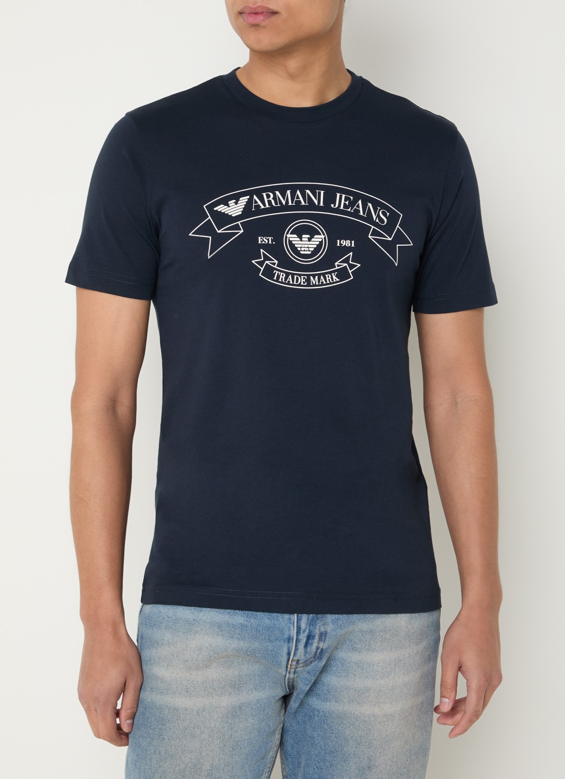 Armani T-shirt met logoprint - detail 2 donkerblauw
