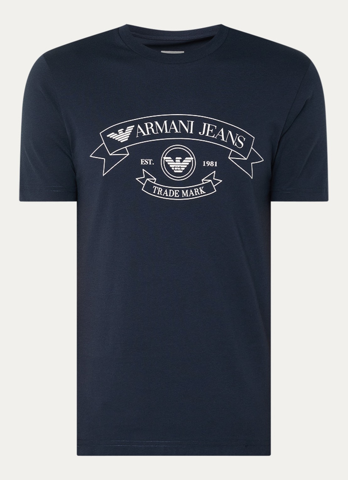 Armani T-shirt met logoprint - voorkant 3 donkerblauw