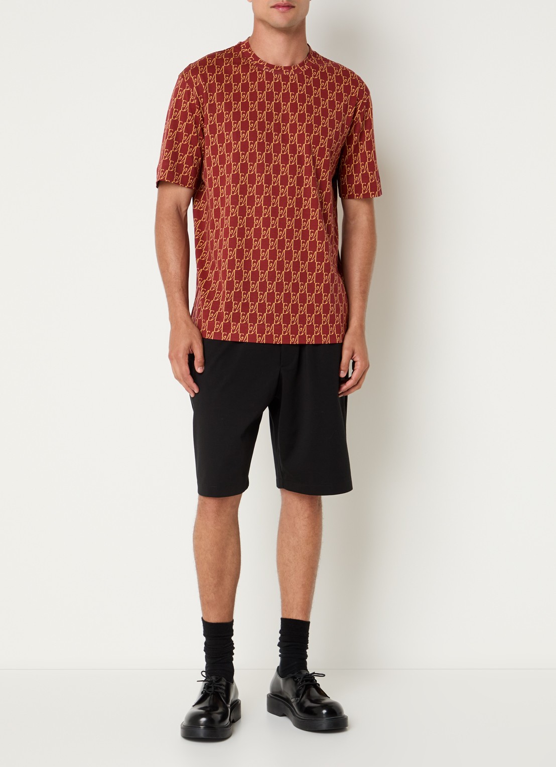 Armani T-shirt met logoprint - voorkant 2 steenrood