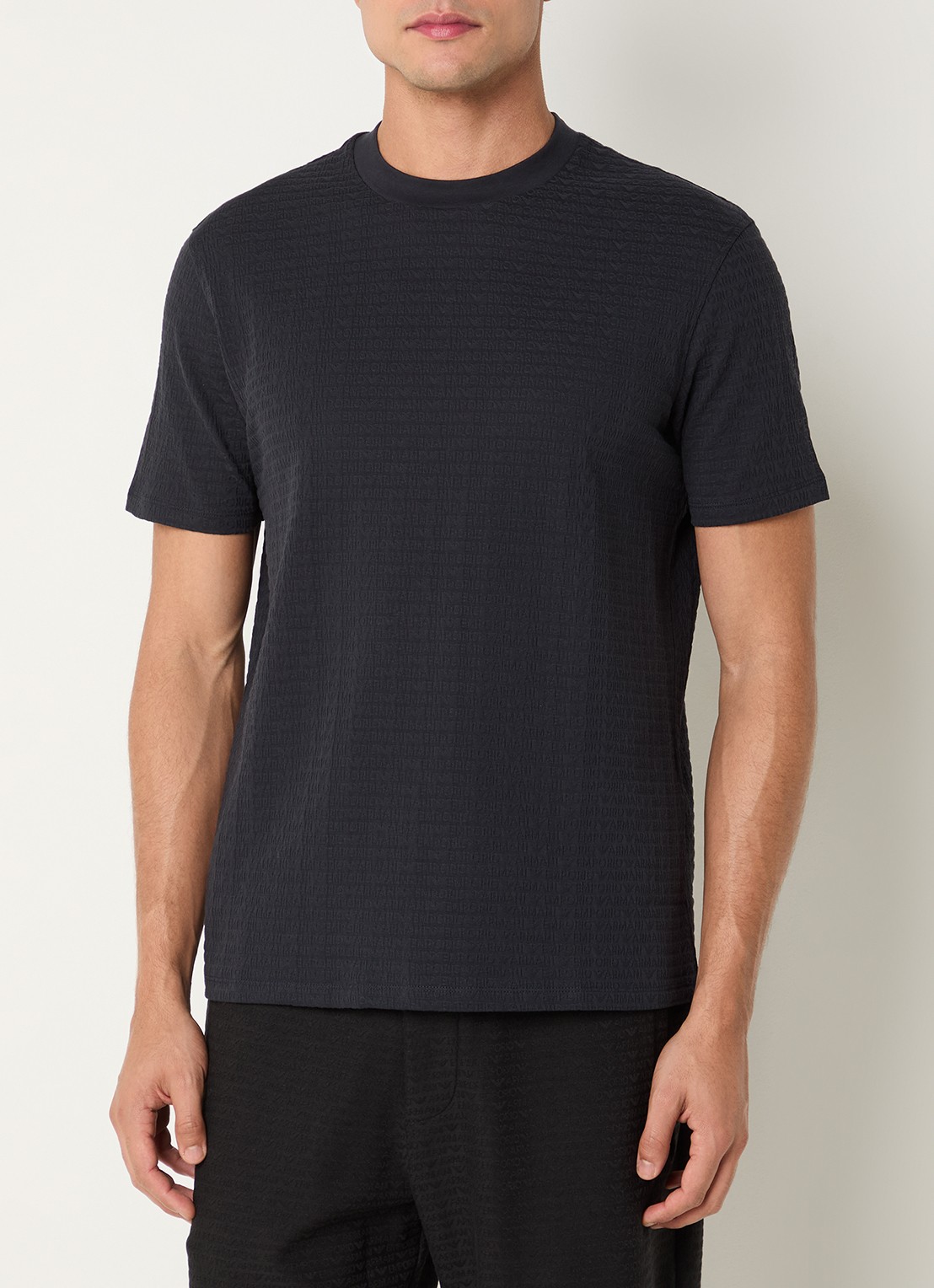 Armani T-shirt met logoprint - detail 3 donkerblauw