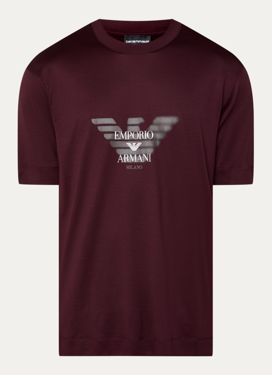 Armani T-shirt met logoprint - voorkant 2 bordeauxrood