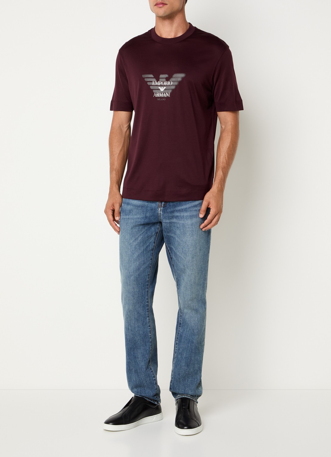 Armani T-shirt met logoprint - voorkant 3 bordeauxrood