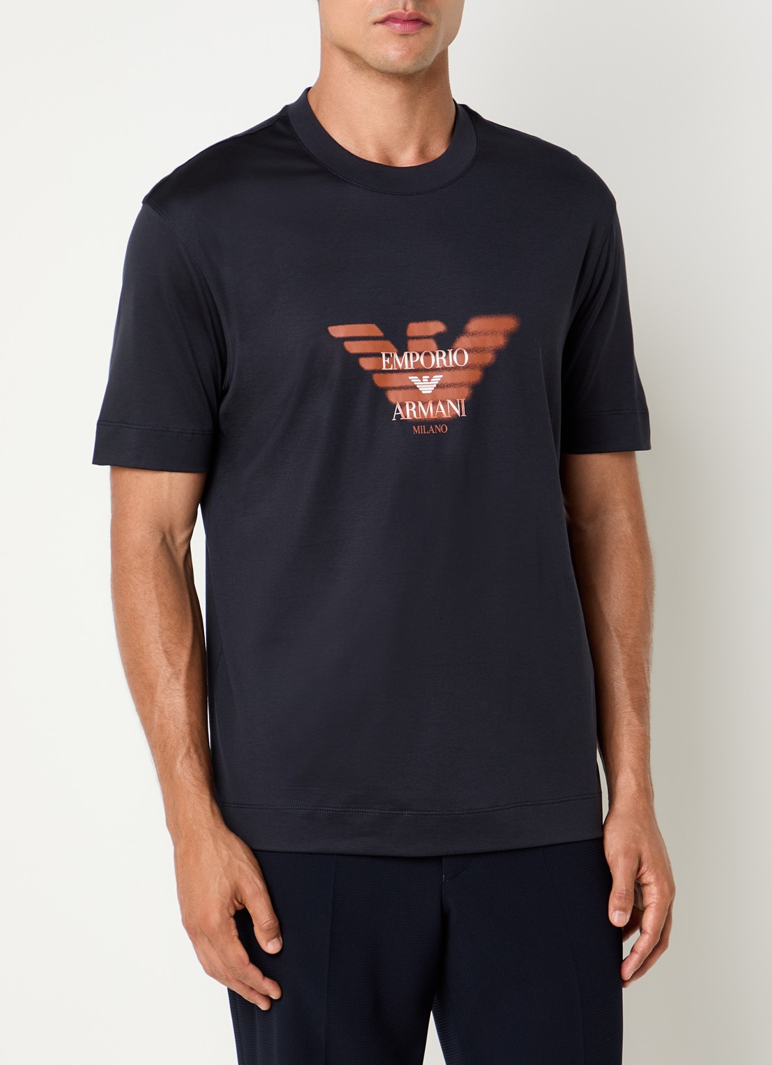 Armani T-shirt met logoprint - detail donkerblauw
