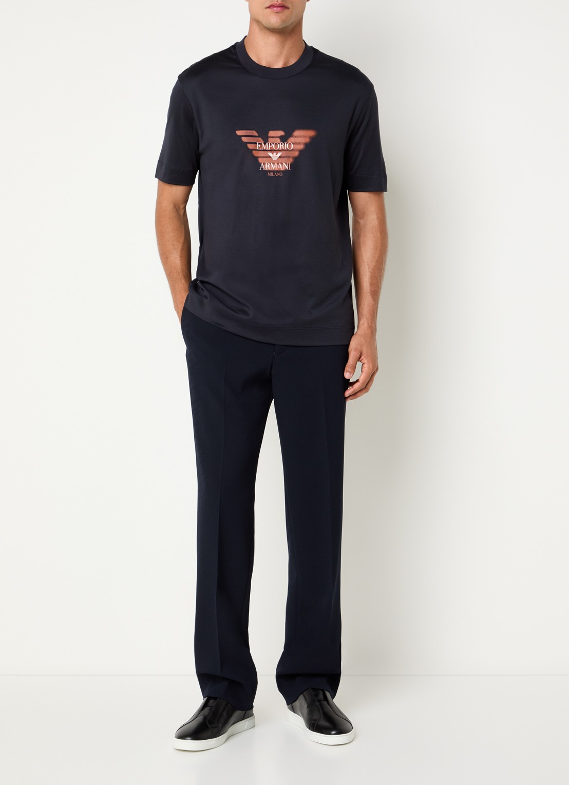 Armani T-shirt met logoprint - voorkant 4 donkerblauw