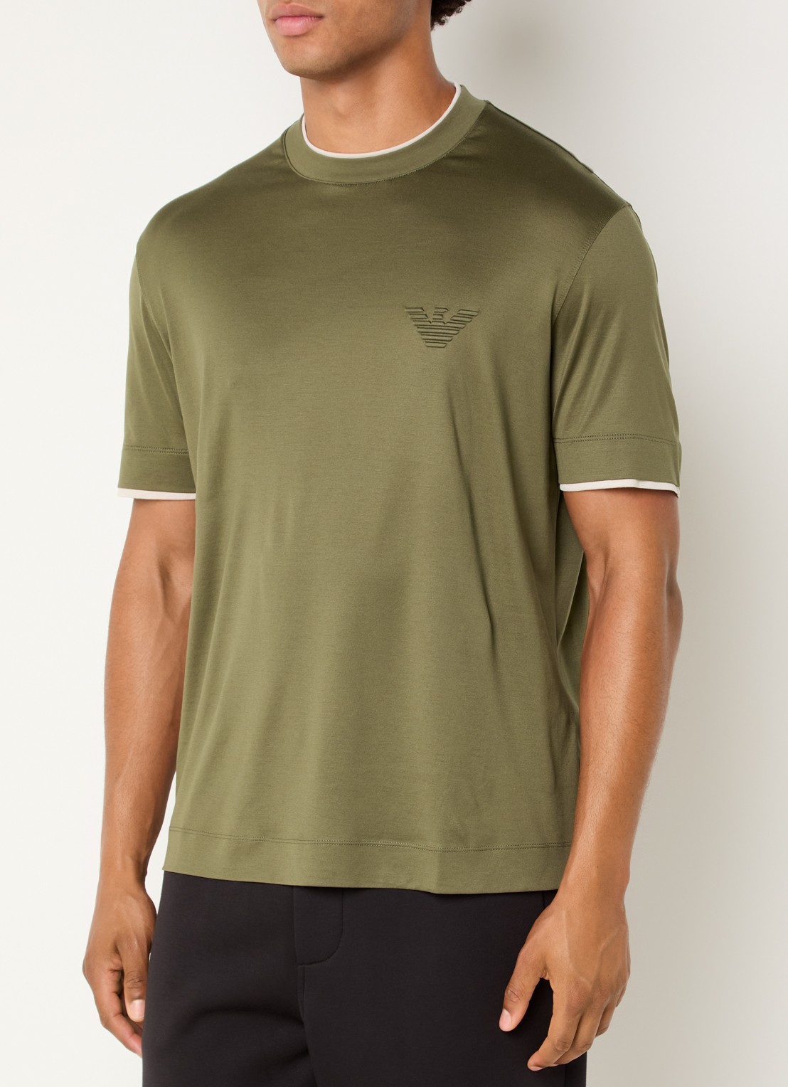 Armani T-shirt met logoprint - detail 3 bronsgroen