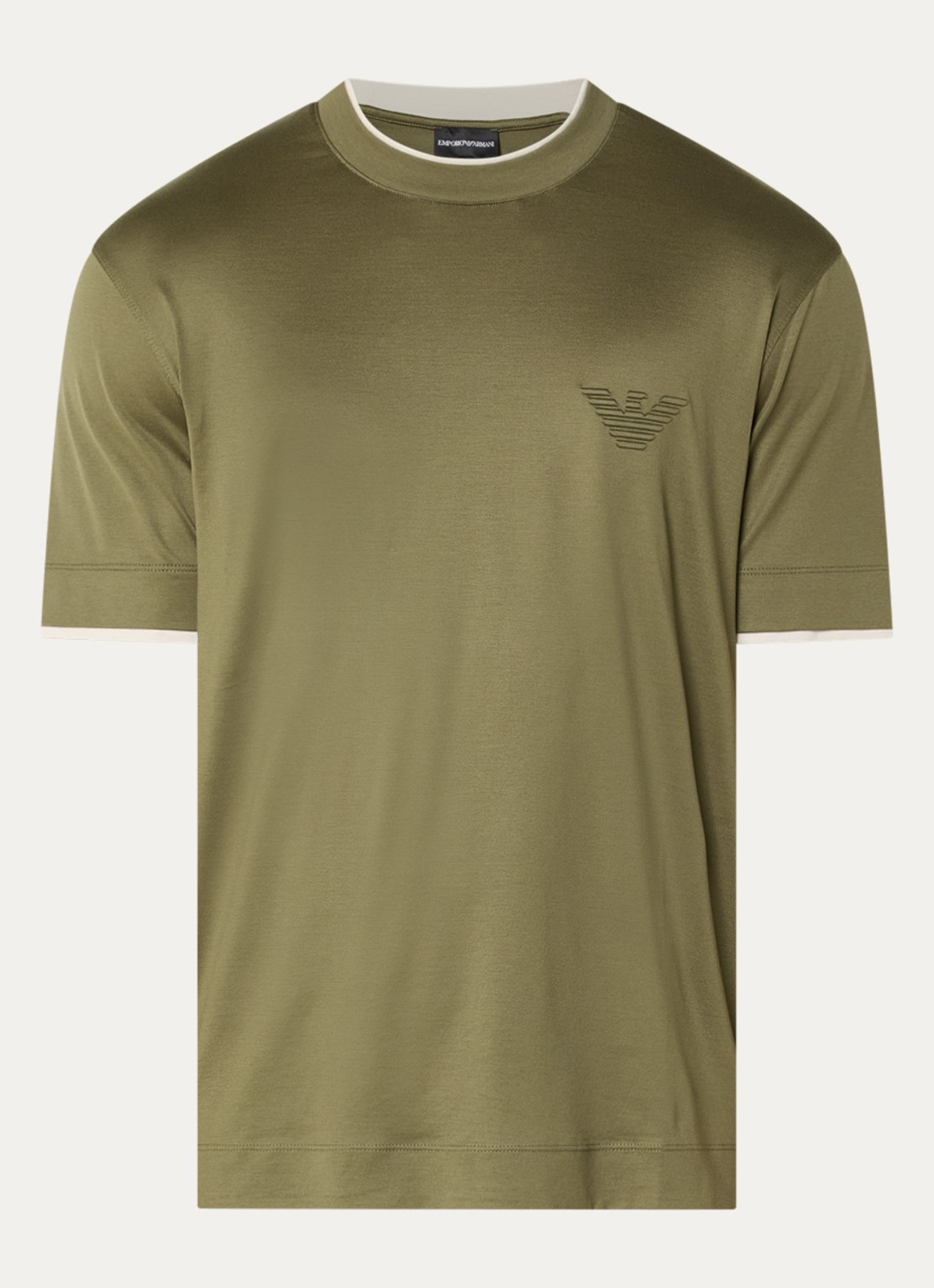 Armani T-shirt met logoprint - voorkant bronsgroen
