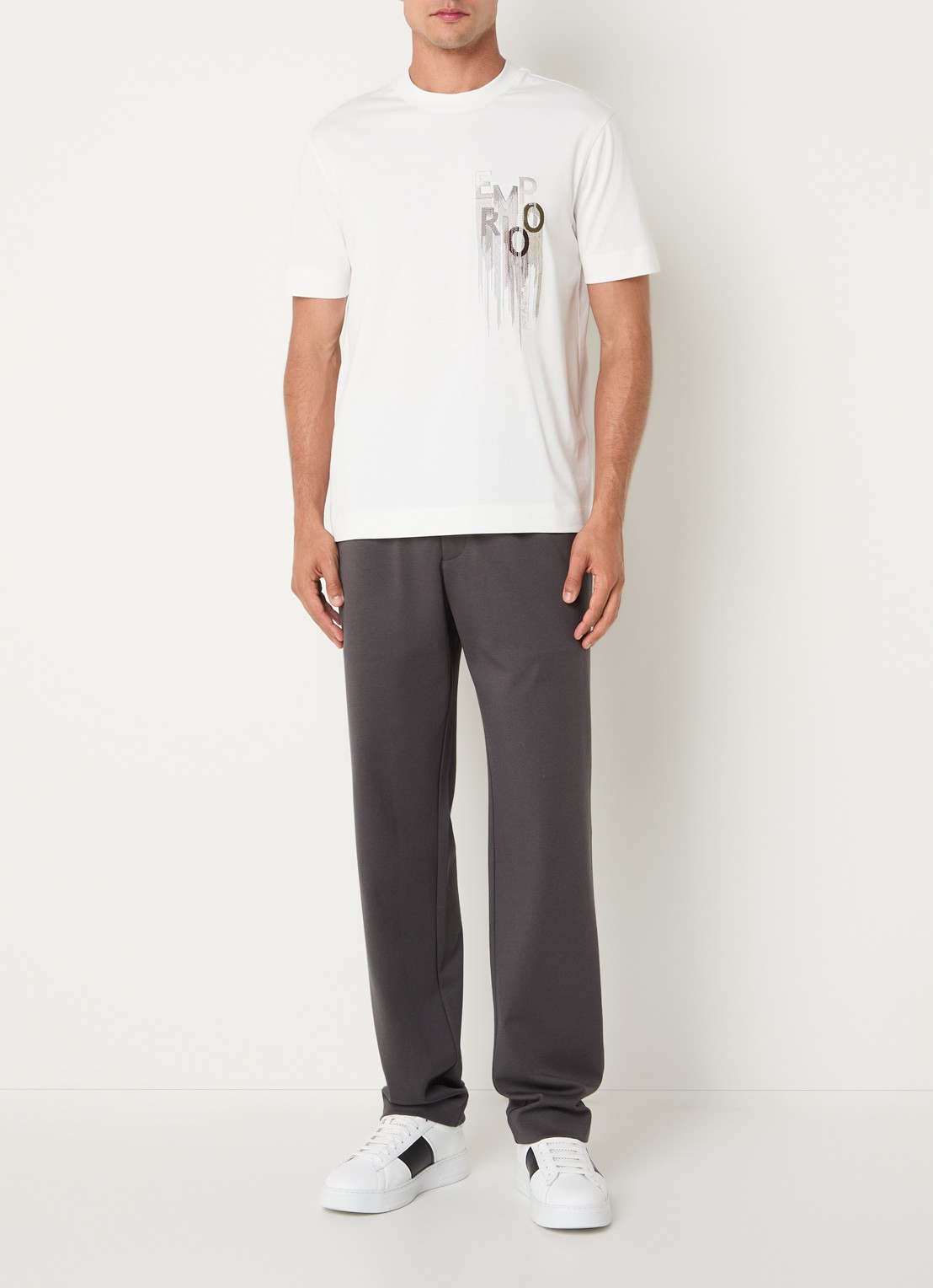 Armani T-shirt met logoprint - voorkant 2 wit