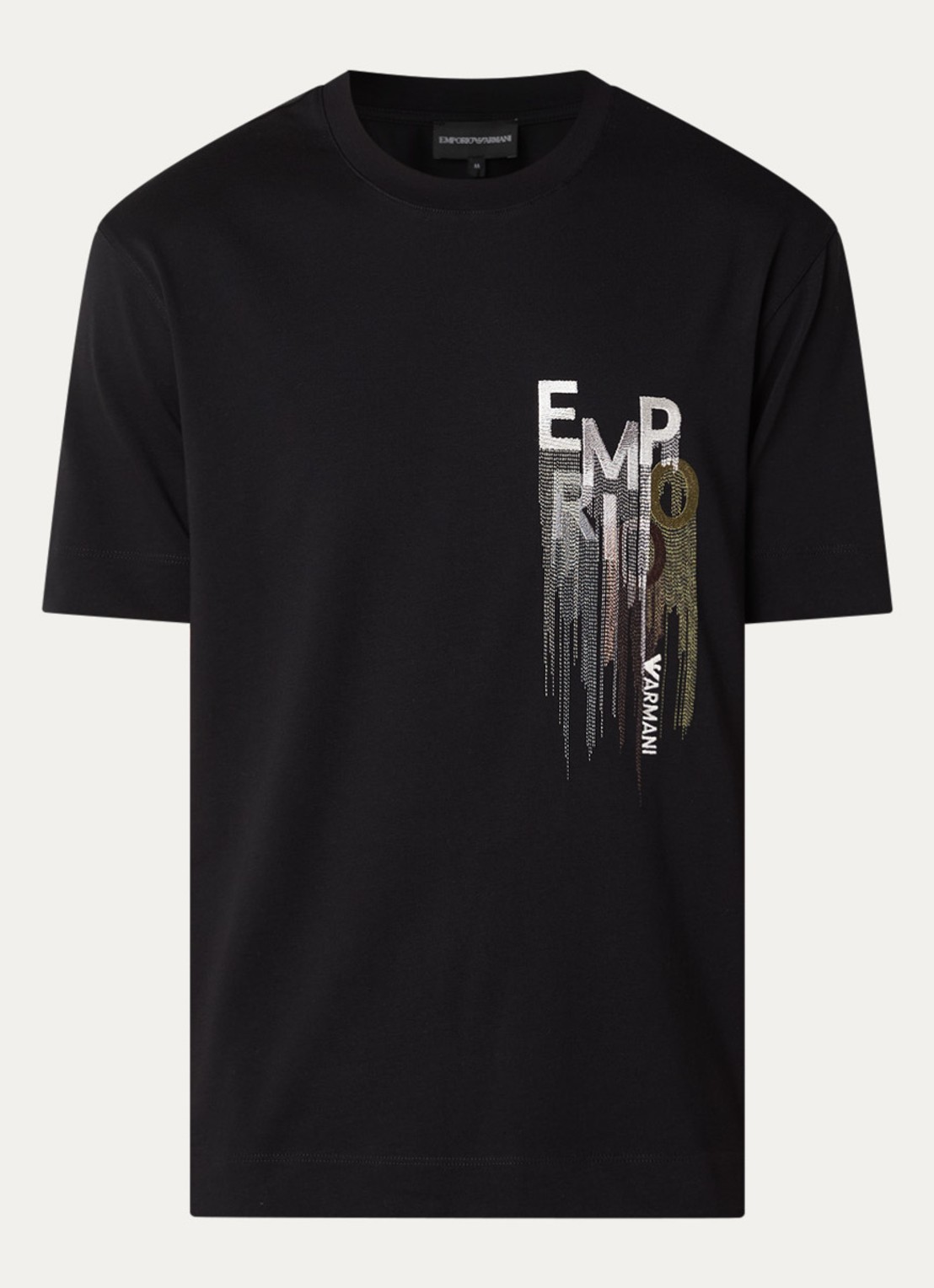 Armani T-shirt met logoprint - voorkant 2 zwart