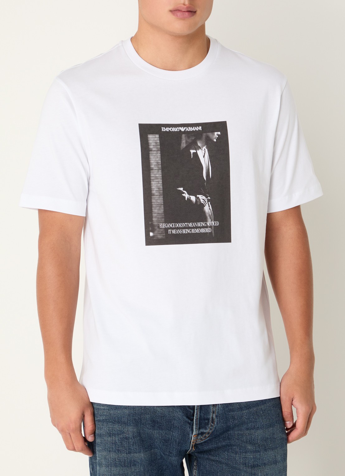 Armani T-shirt met logoprint - detail 3 wit