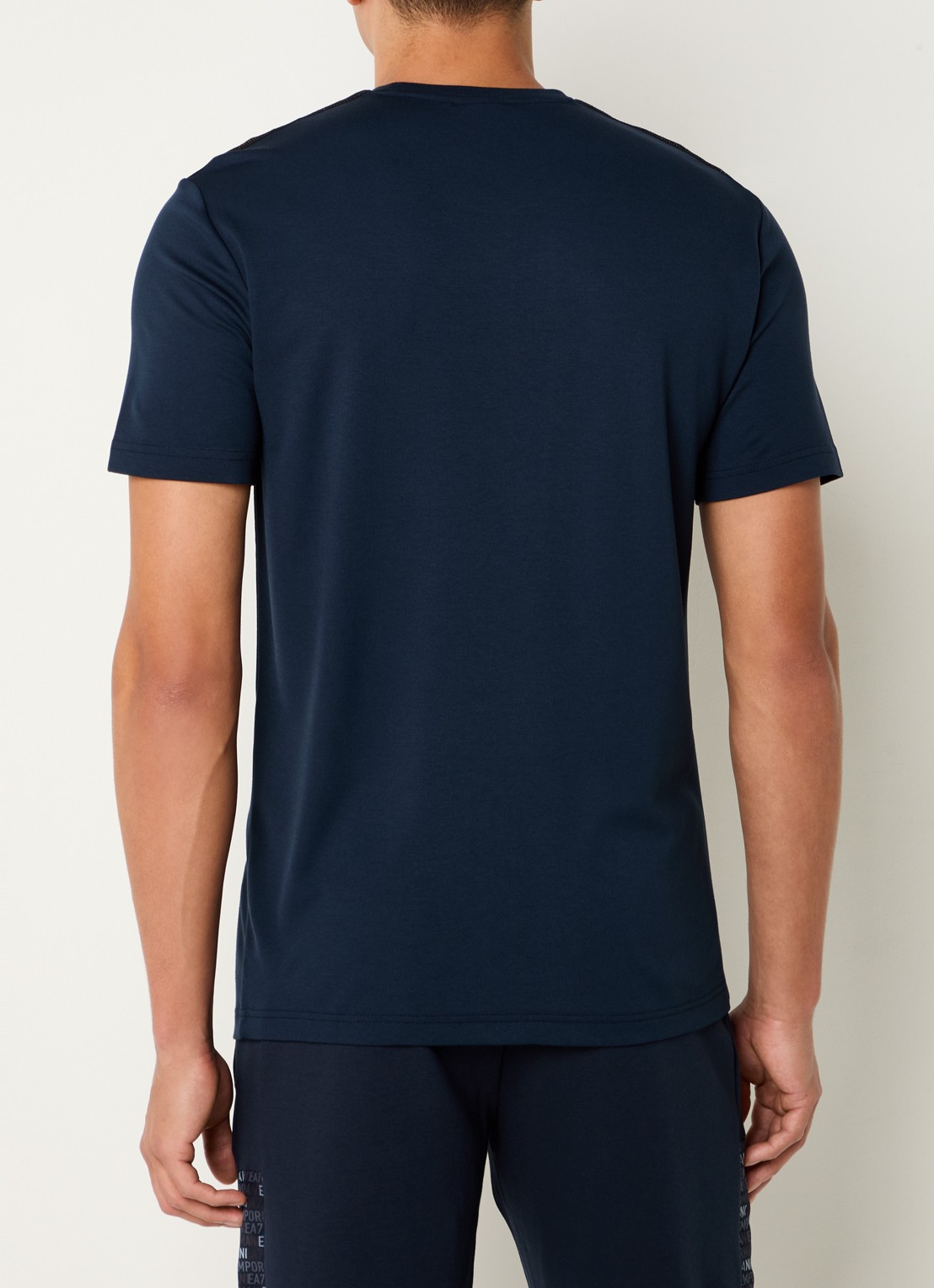 Armani T-shirt met lurex en logo - achterkant 4 donkerblauw