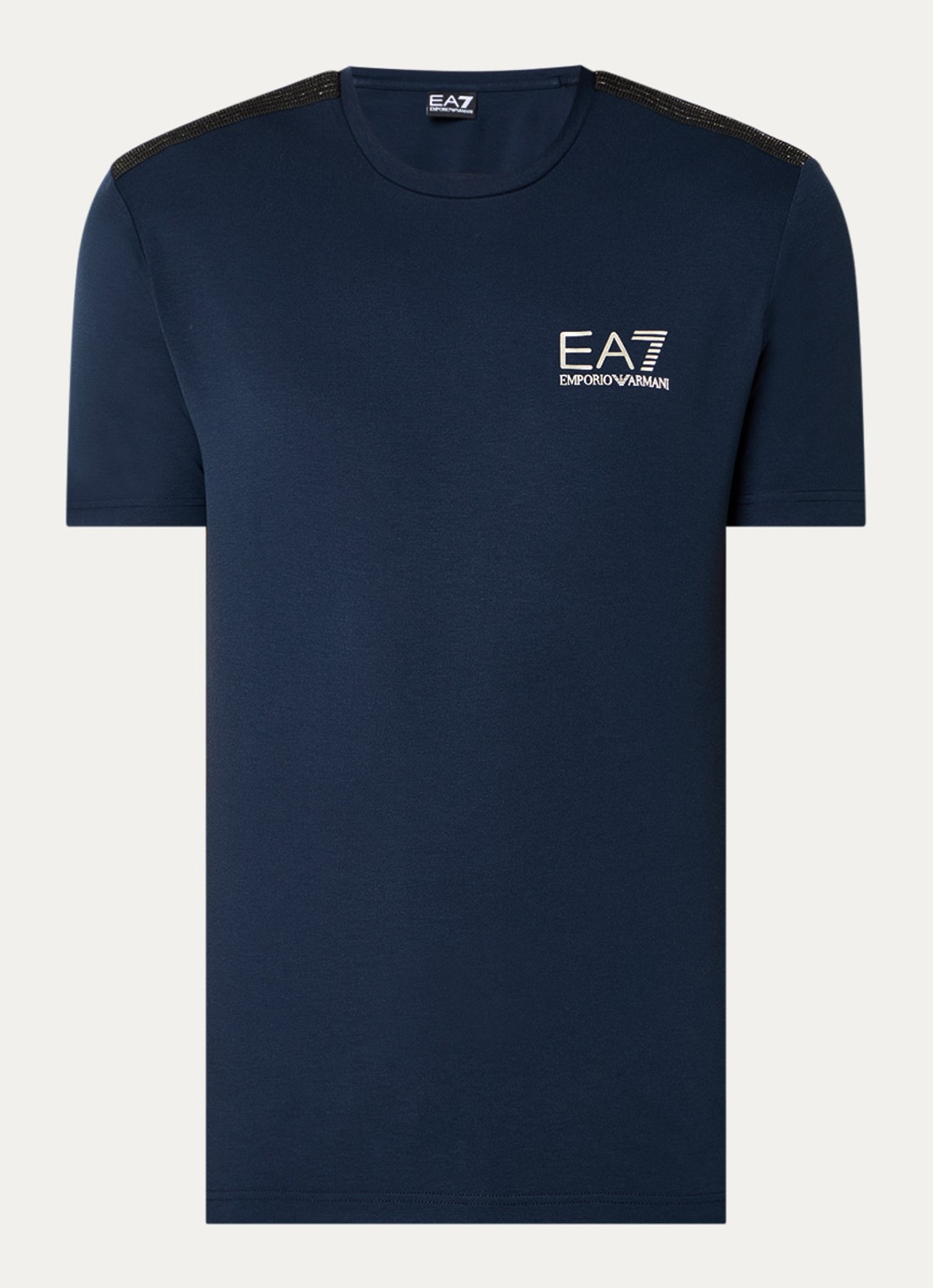 Armani T-shirt met lurex en logo - voorkant 2 donkerblauw