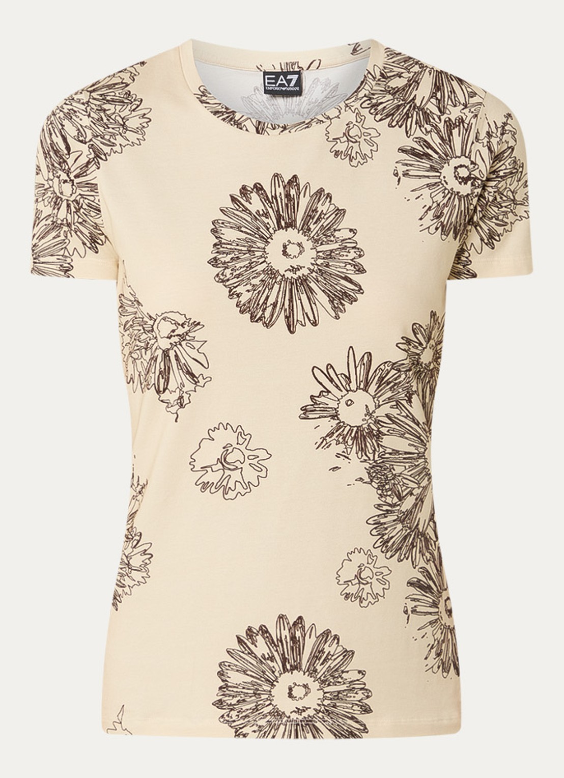 Armani T-shirt met print en ronde hals - voorkant 3 lichtgeel