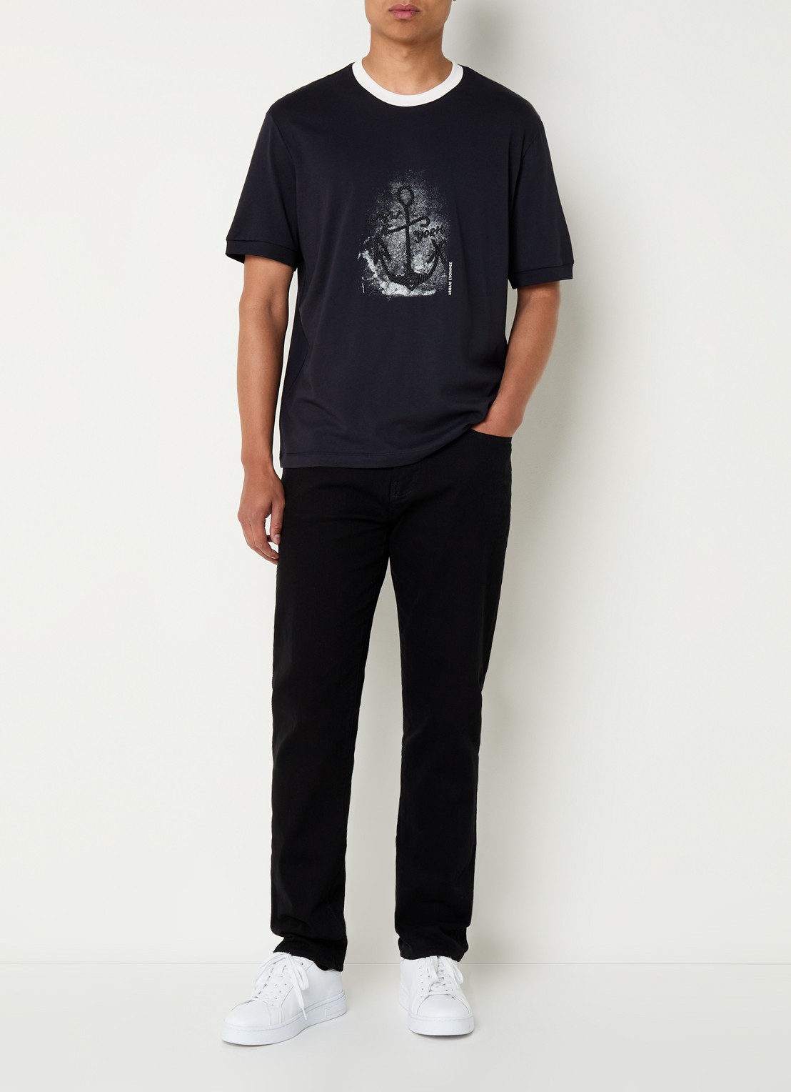 Armani T-shirt met print - voorkant 2 donkerblauw