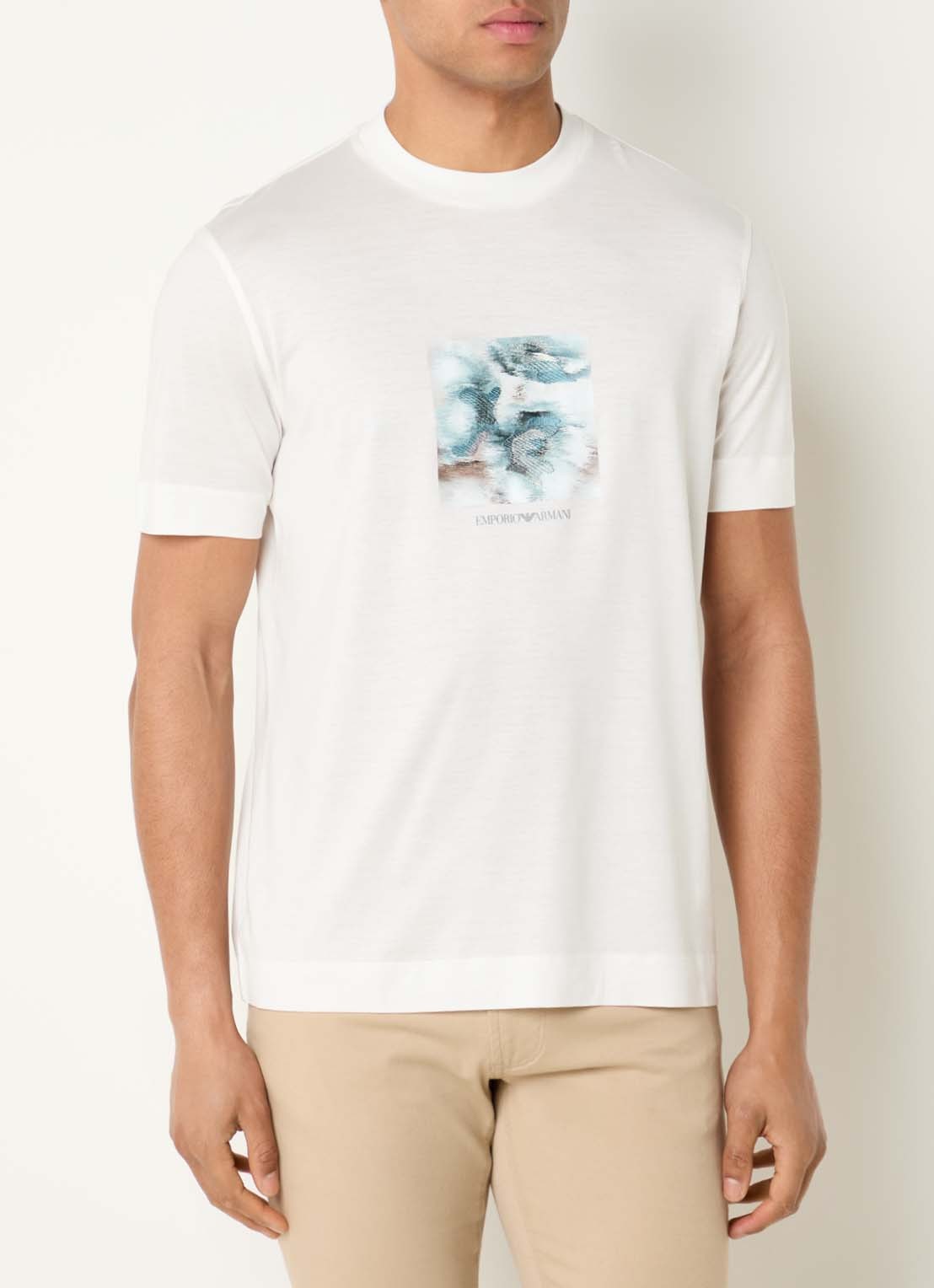 Armani T-shirt met print - detail 4 wit