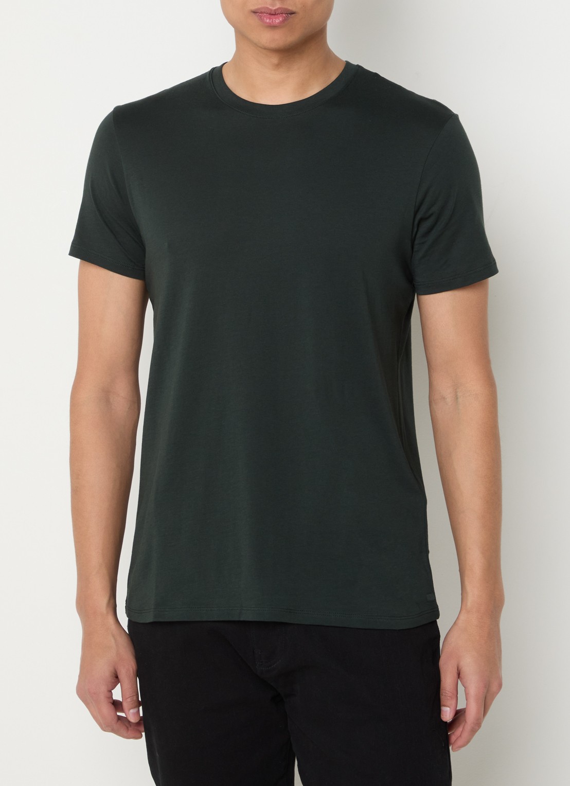 Armani T-shirt met ronde hals - detail legergroen