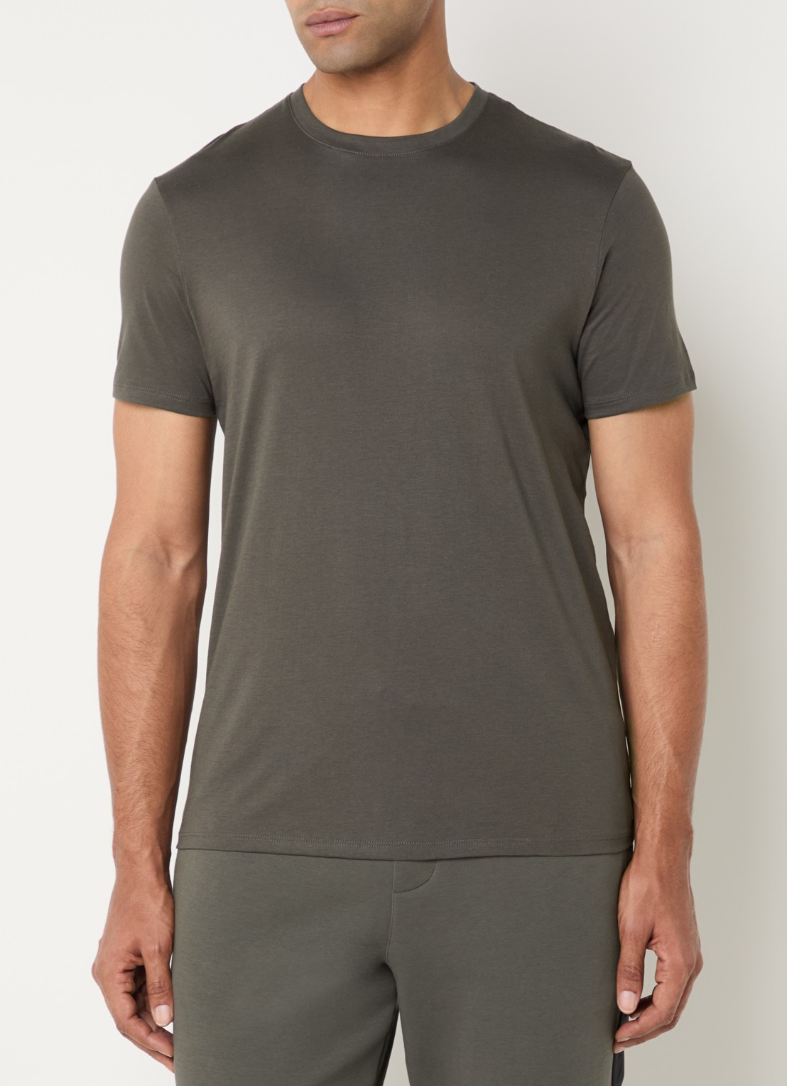 Armani T-shirt met ronde hals - detail 4 bronsgroen