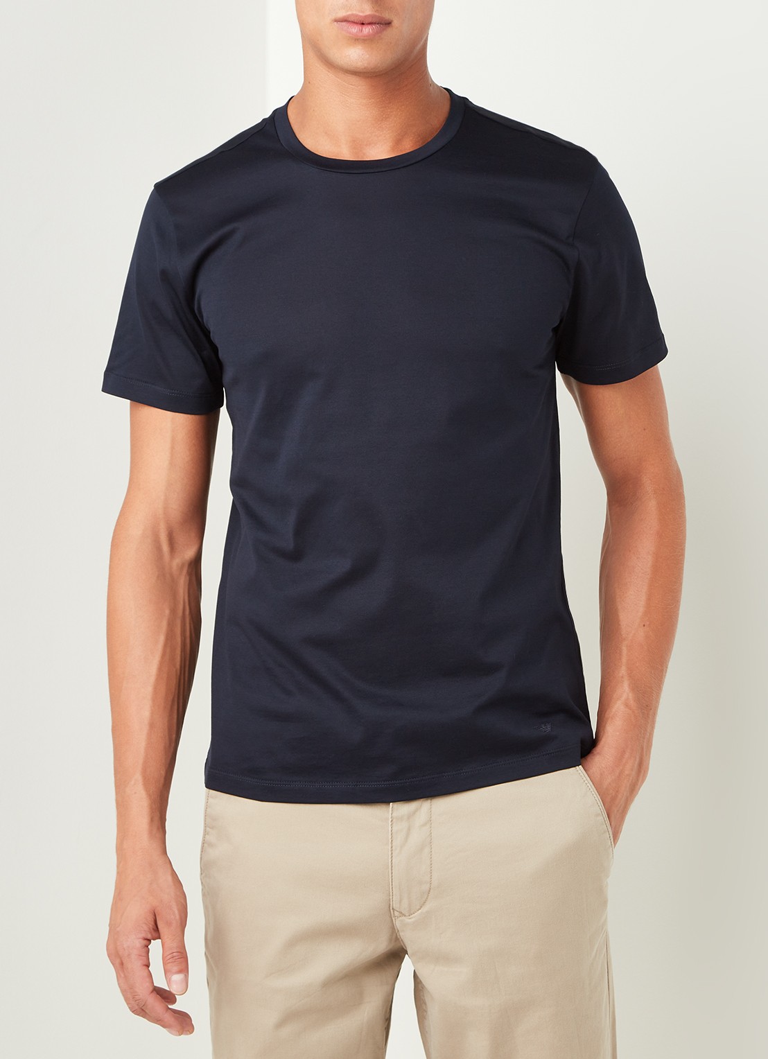 Armani T-shirt met ronde hals - detail 4 donkerblauw