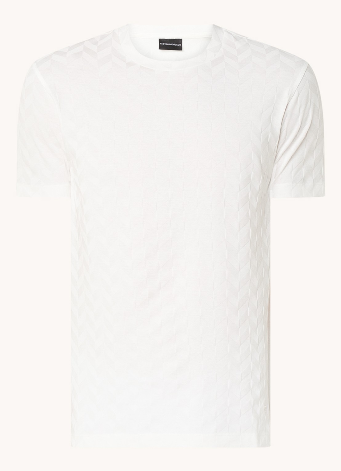 Armani T-shirt met structuur en stretch - voorkant 3 gebroken wit
