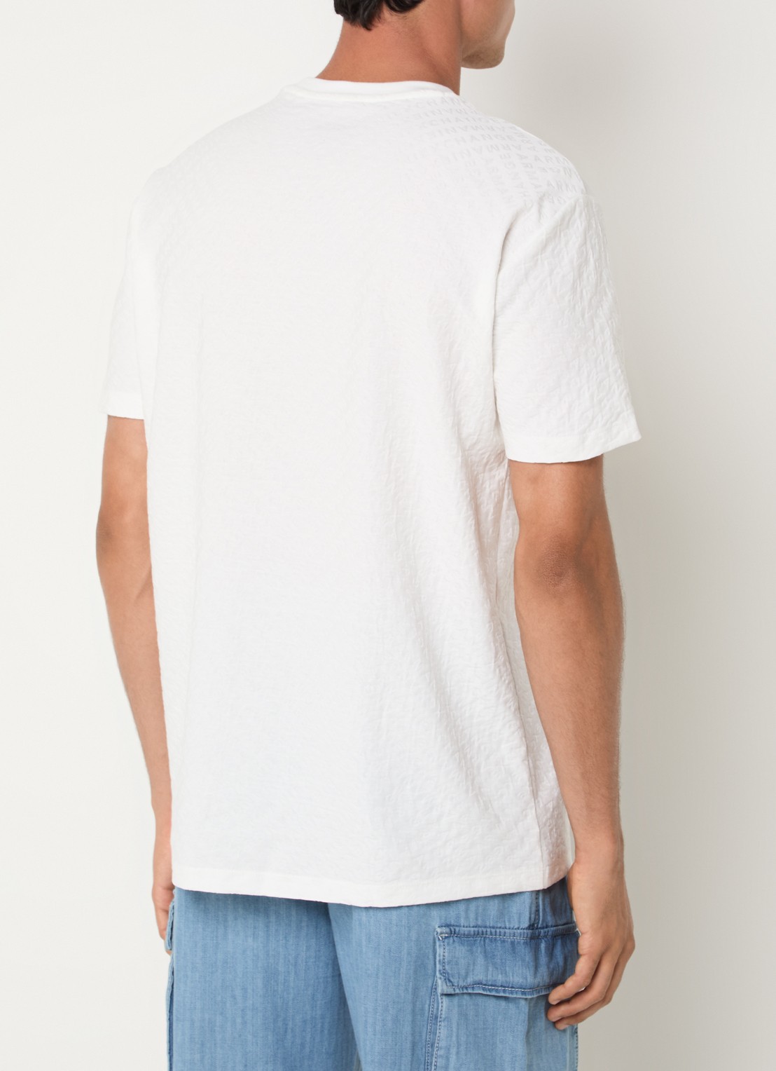 Armani T-shirt met structuur - achterkant 3 gebroken wit