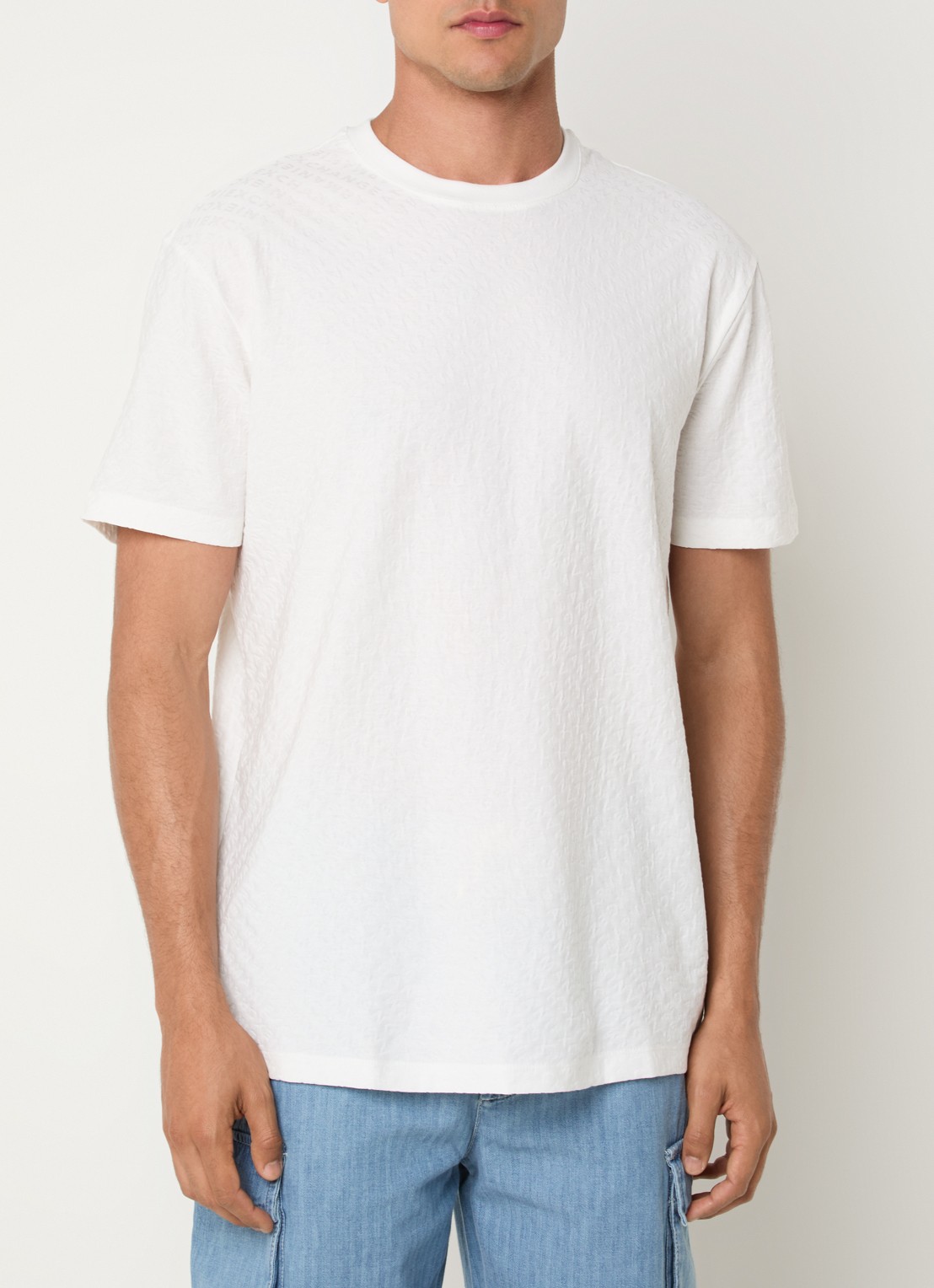 Armani T-shirt met structuur - detail 4 gebroken wit