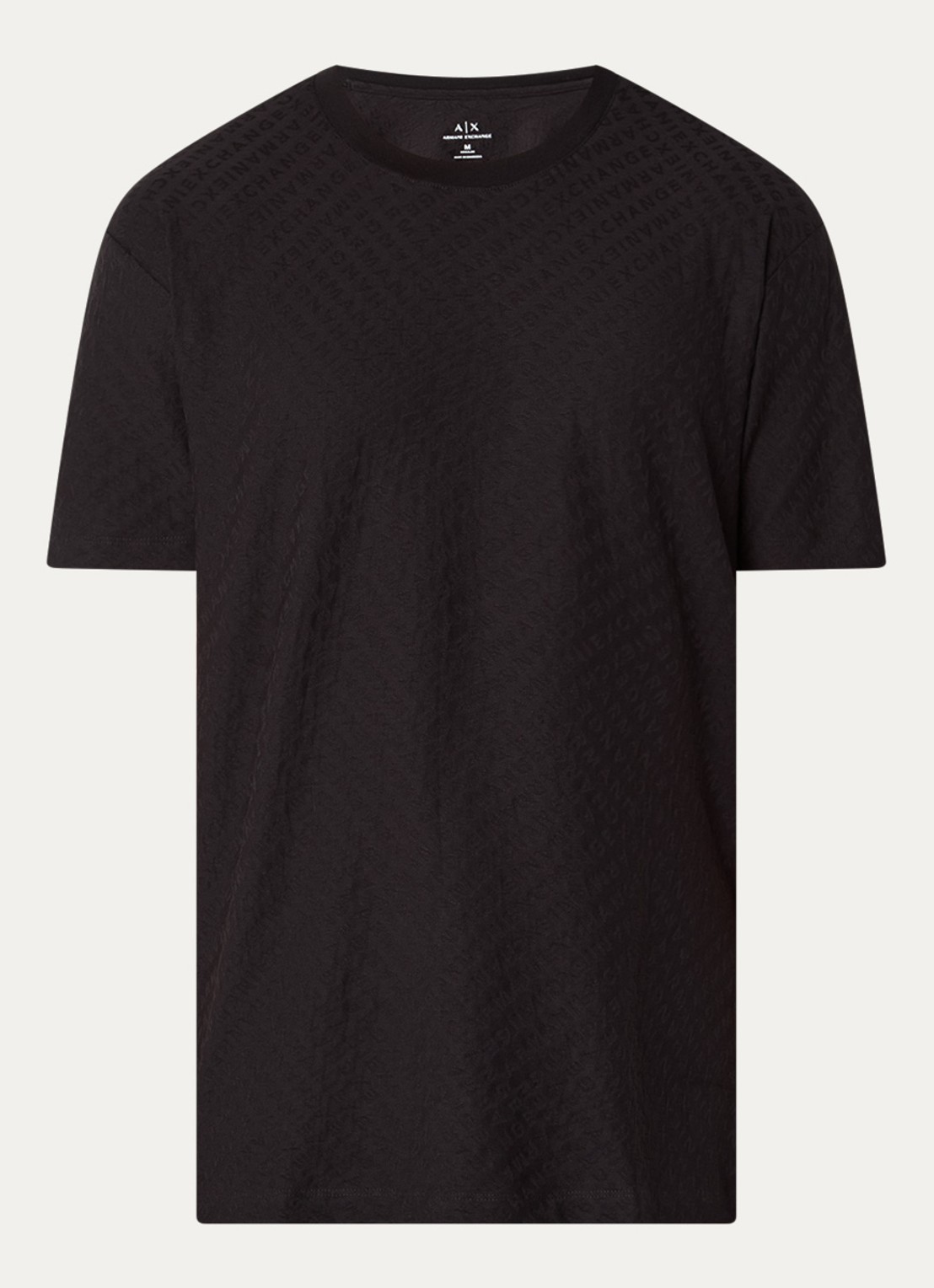 Armani T-shirt met structuur - voorkant 2 zwart