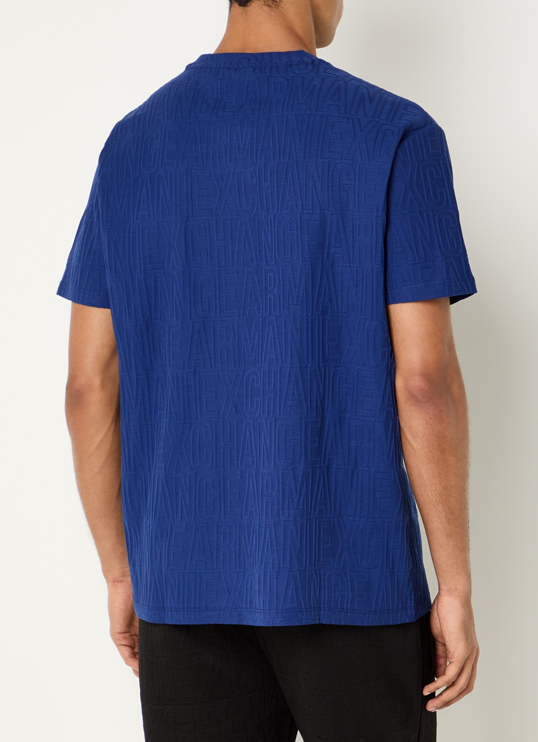 Armani T-shirt met structuur - achterkant 2 kobaltblauw