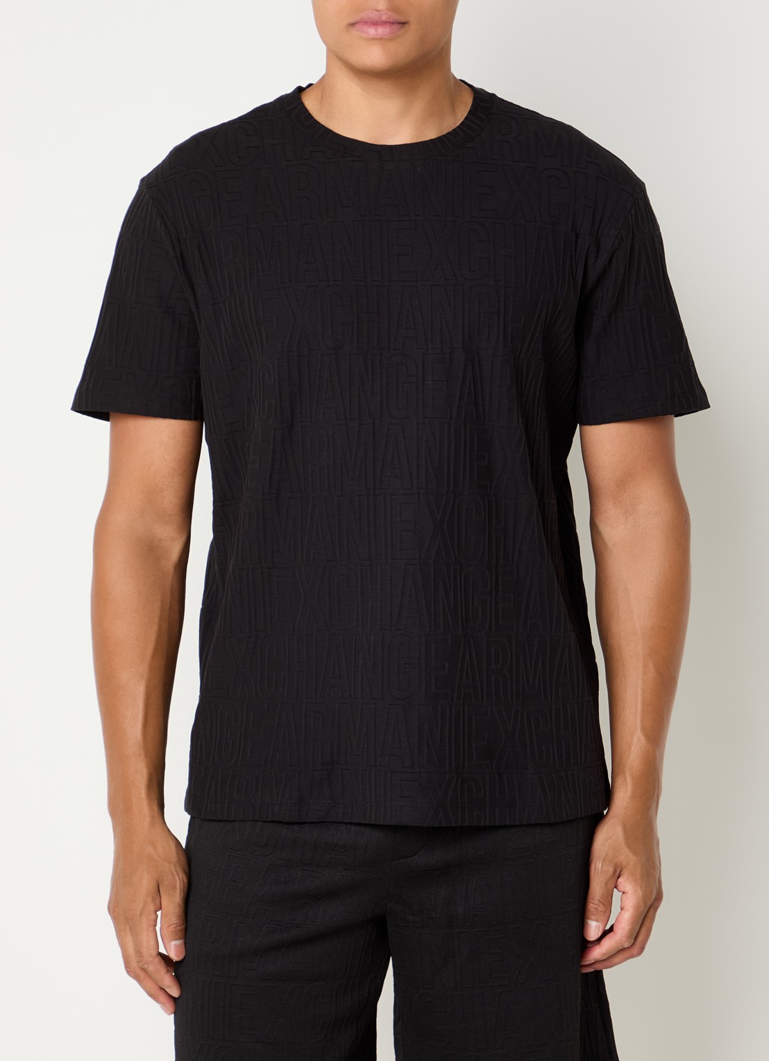 Armani T-shirt met structuur - detail 3 zwart