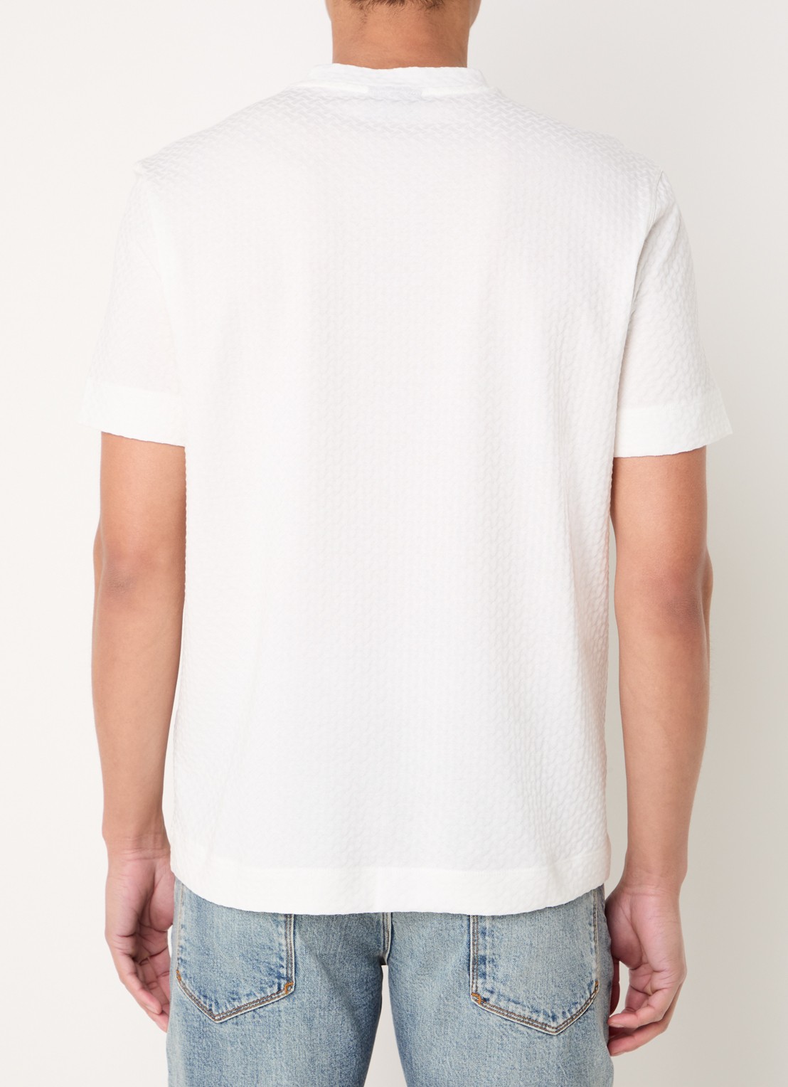 Armani T-shirt met structuur - achterkant gebroken wit